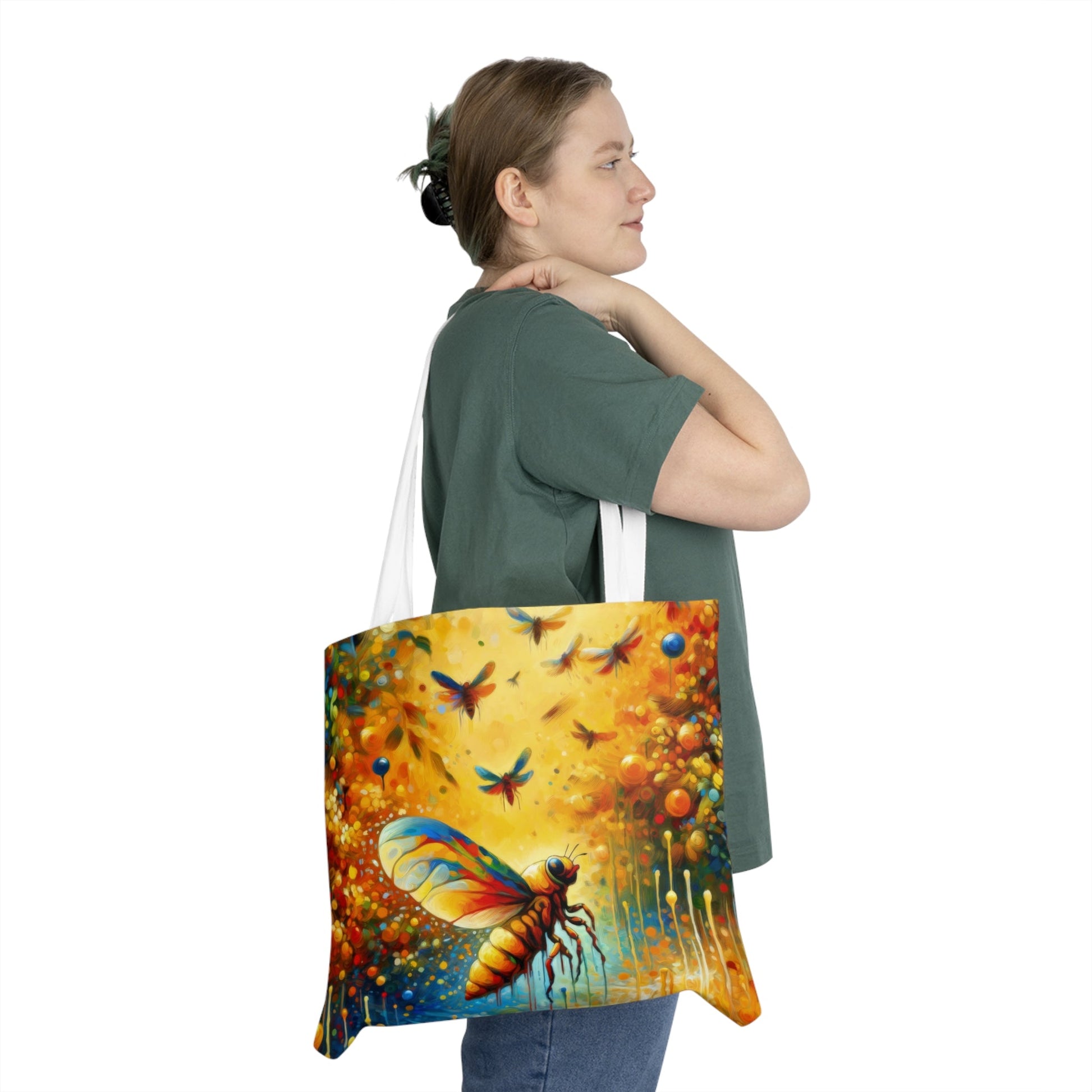 Seasonal Cicada Vibrance Shoulder Tote Bag (AOP) - ATUH.ART