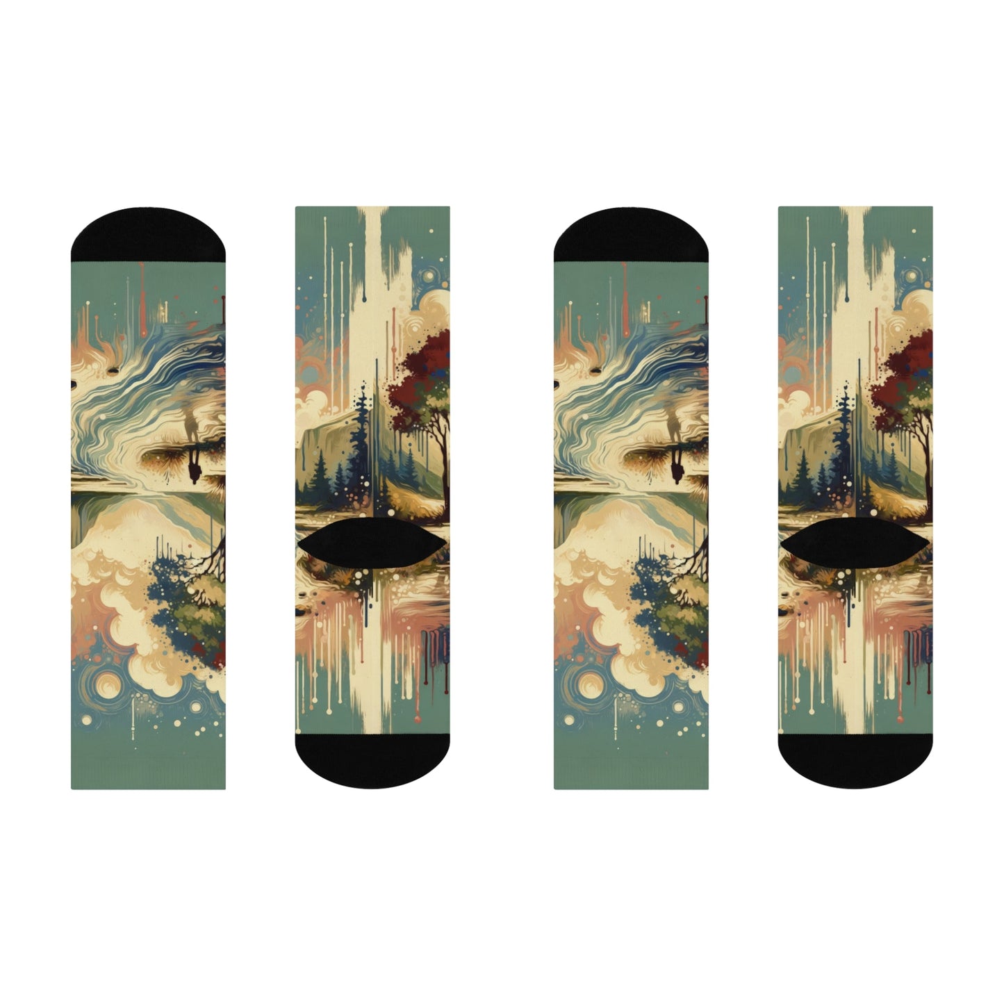 Serene Stream Sojourn Cushioned Crew Socks - ATUH.ART