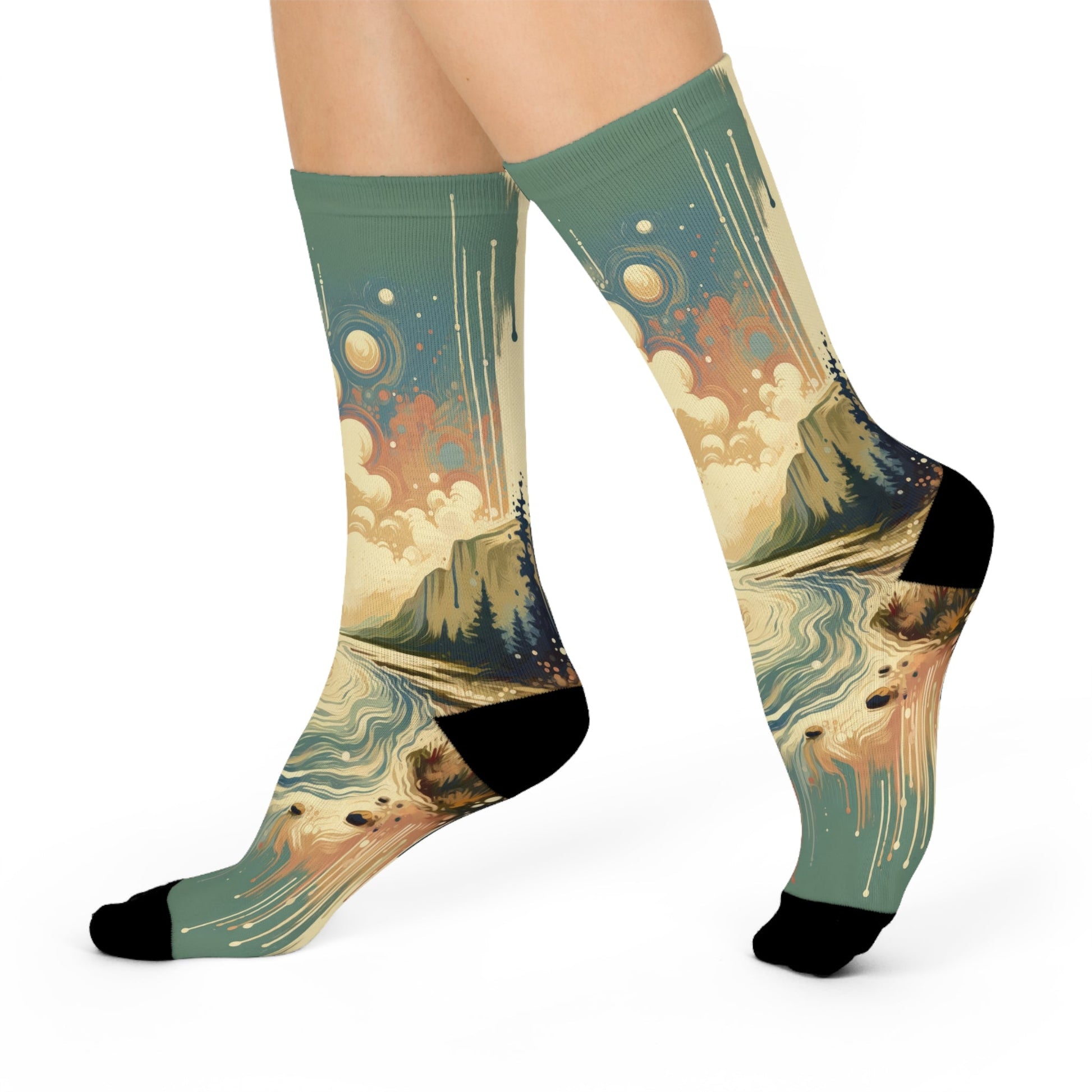 Serene Stream Sojourn Cushioned Crew Socks - ATUH.ART