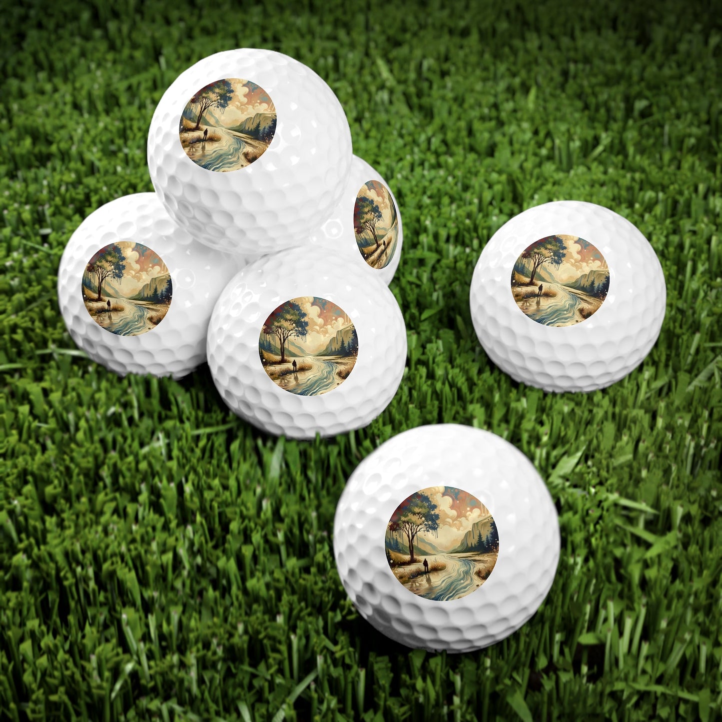 Serene Stream Sojourn Golf Balls, 6pcs - ATUH.ART