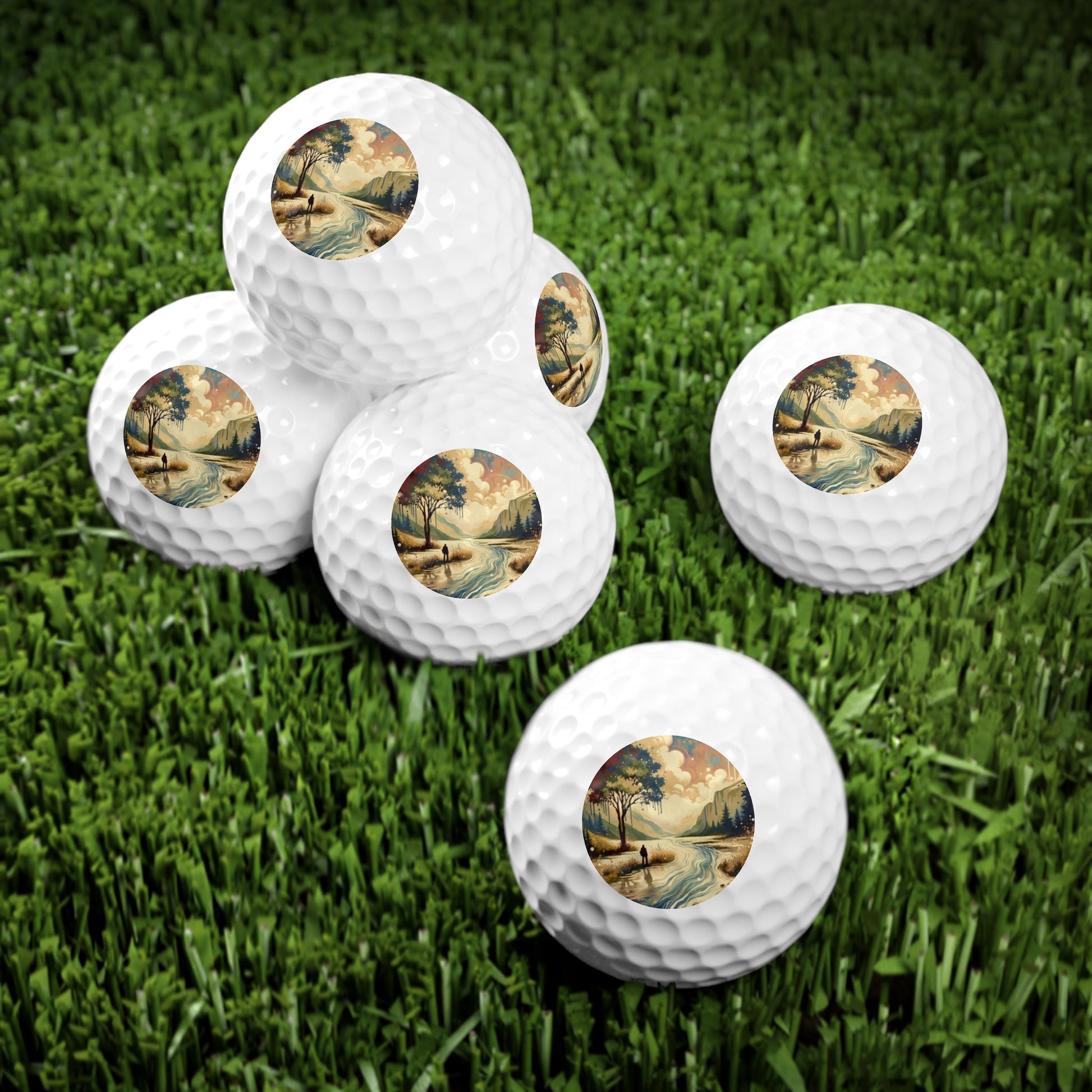 Serene Stream Sojourn Golf Balls, 6pcs - ATUH.ART
