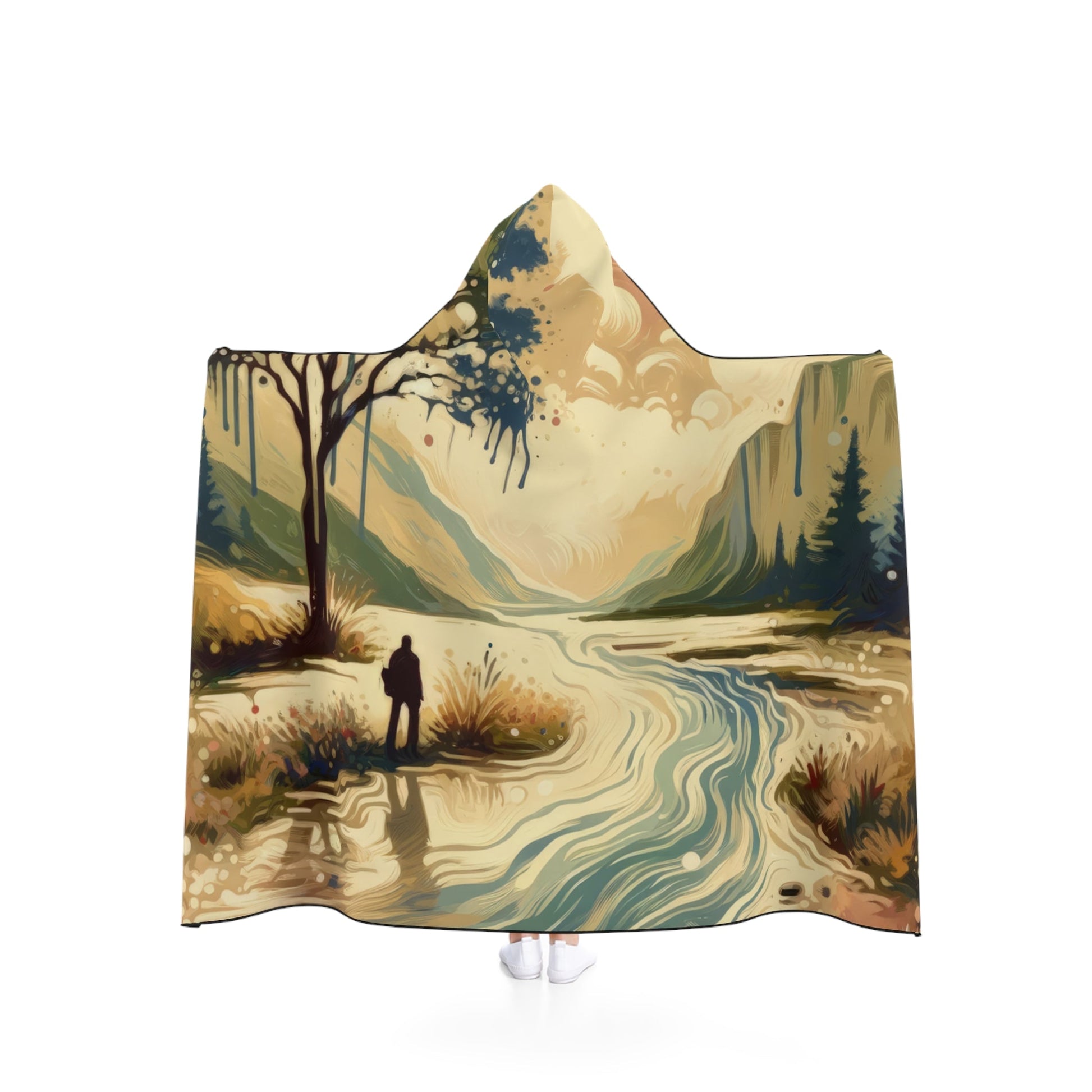 Serene Stream Sojourn Hooded Blanket - ATUH.ART