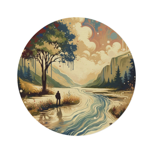 Serene Stream Sojourn Round Rug - ATUH.ART