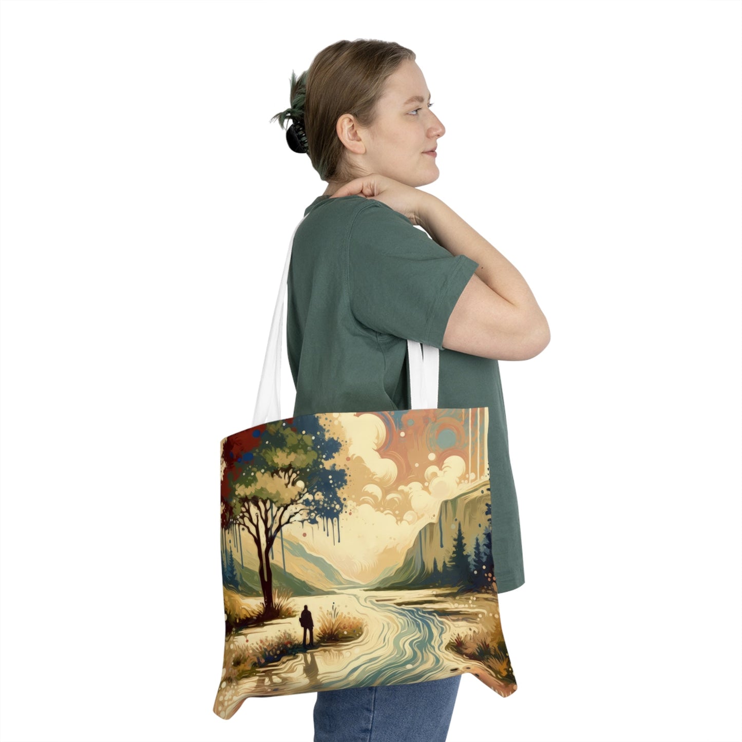 Serene Stream Sojourn Shoulder Tote Bag (AOP) - ATUH.ART