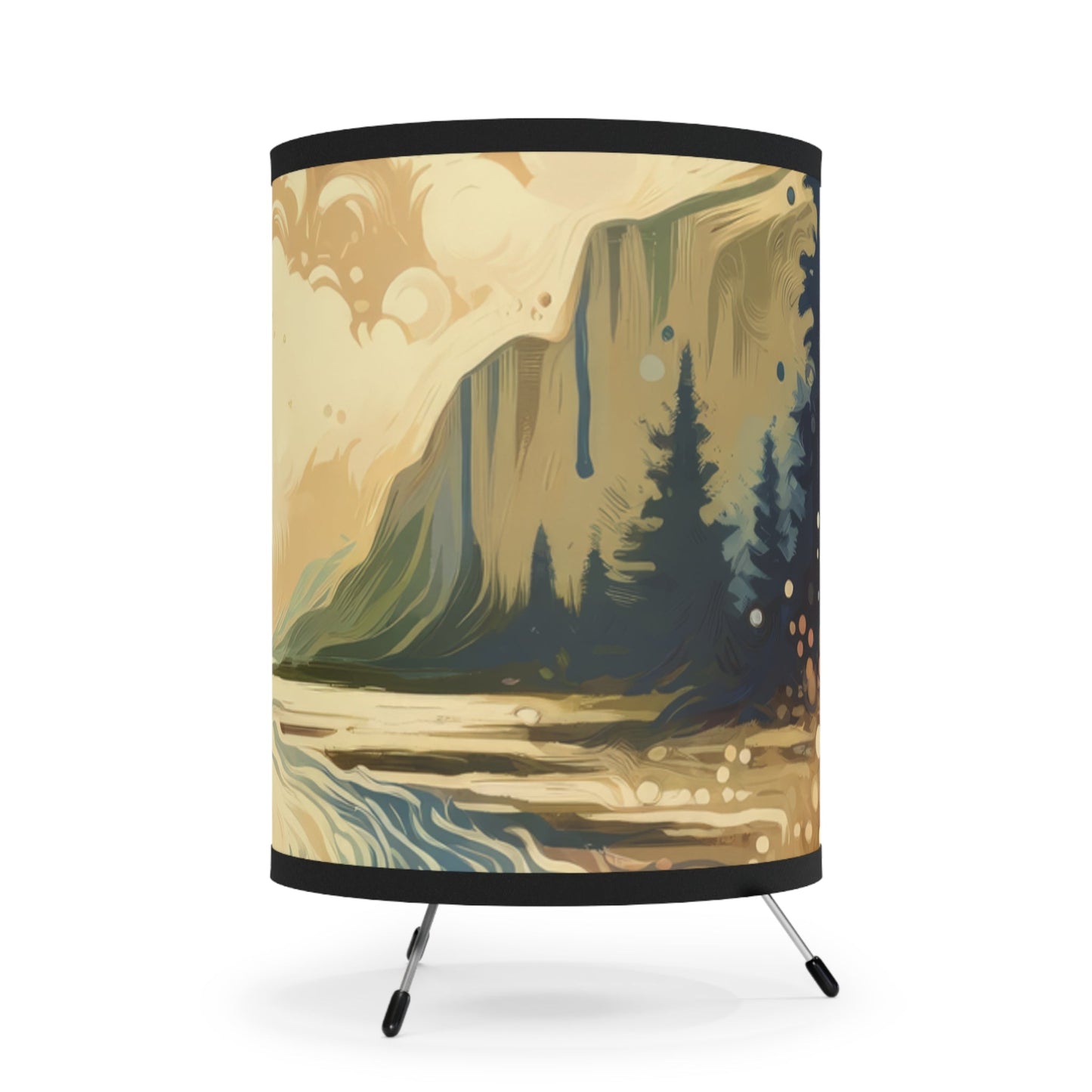 Serene Stream Sojourn Tripod Lamp with High-Res Printed Shade, US\CA plug - ATUH.ART