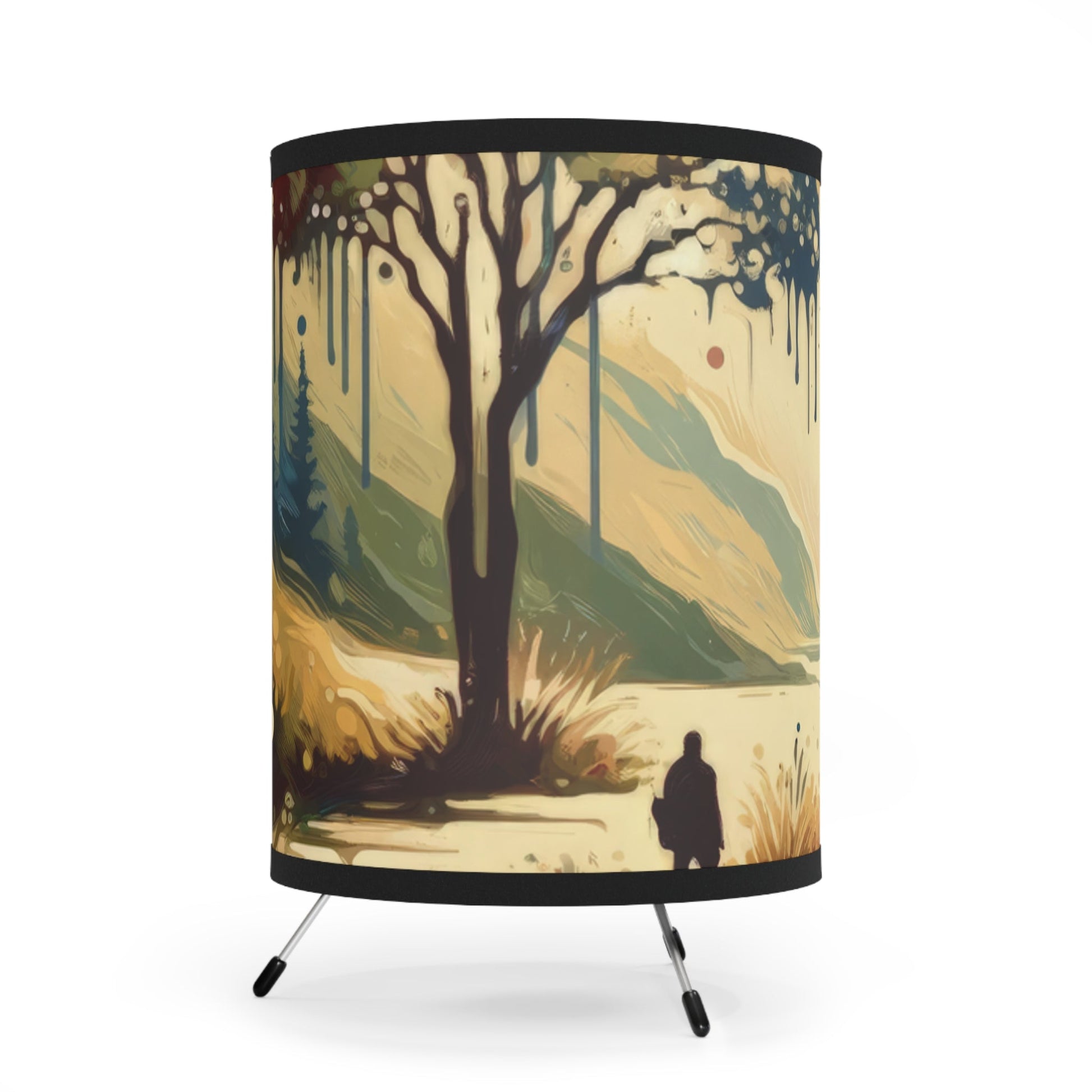 Serene Stream Sojourn Tripod Lamp with High-Res Printed Shade, US\CA plug - ATUH.ART