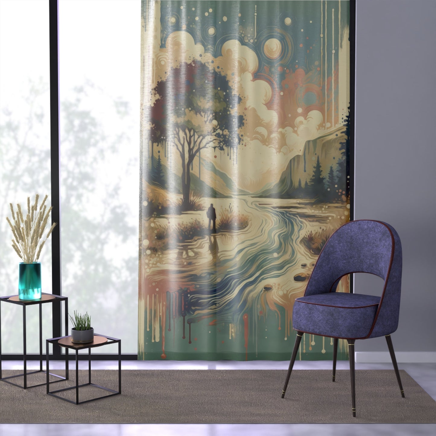 Serene Stream Sojourn Window Curtain - ATUH.ART