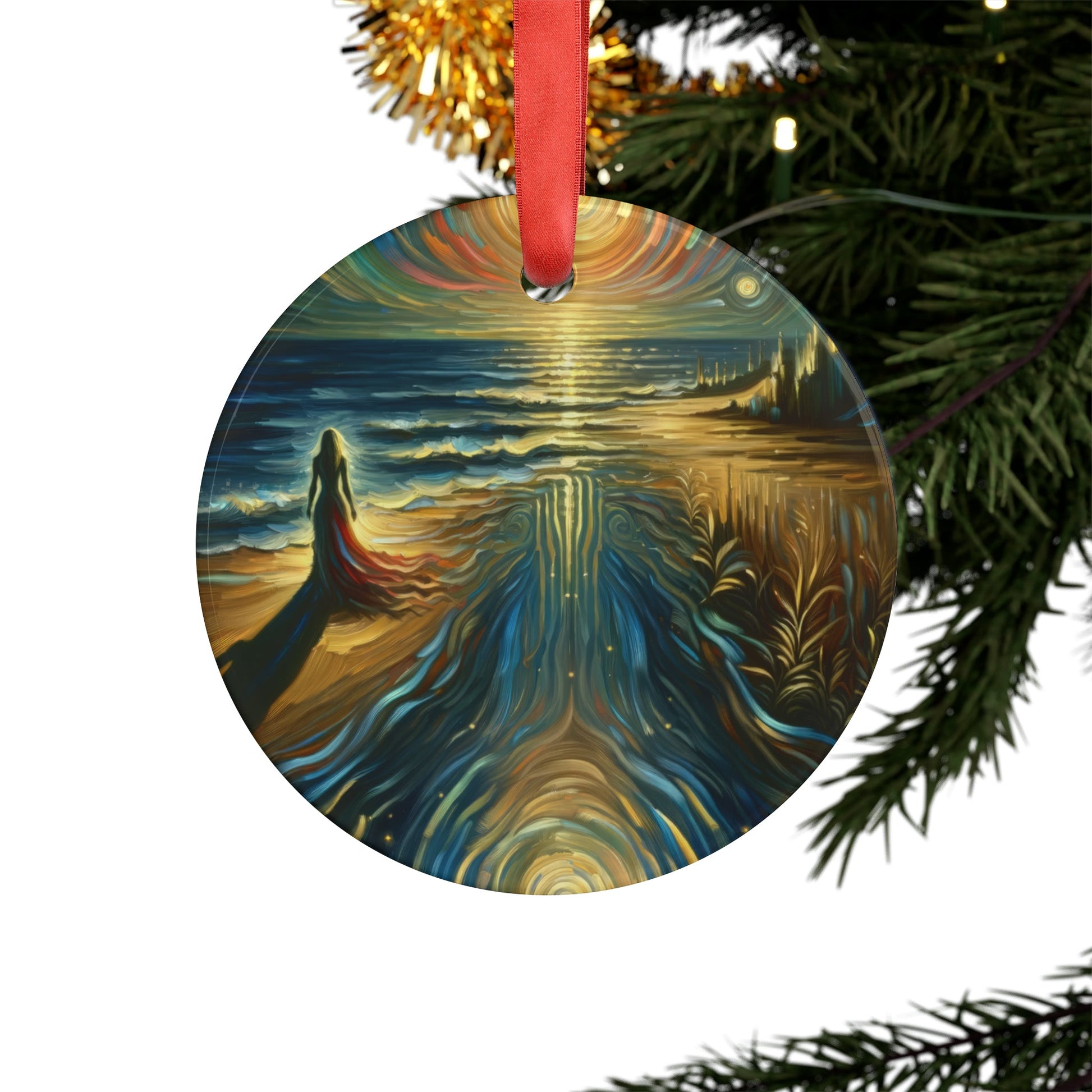 Solitary Evening Departure Acrylic Ornament with Ribbon - ATUH.ART