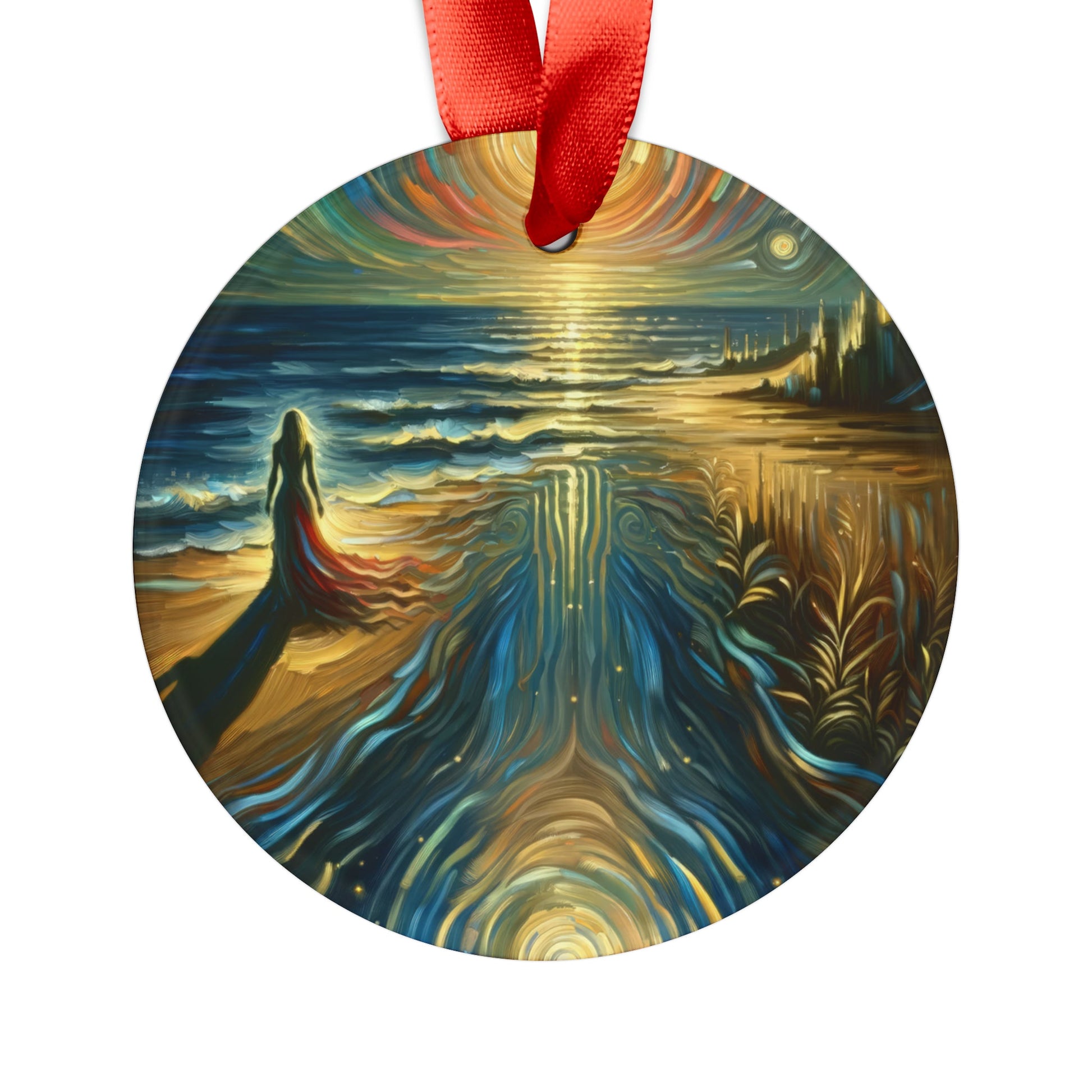 Solitary Evening Departure Acrylic Ornament with Ribbon - ATUH.ART