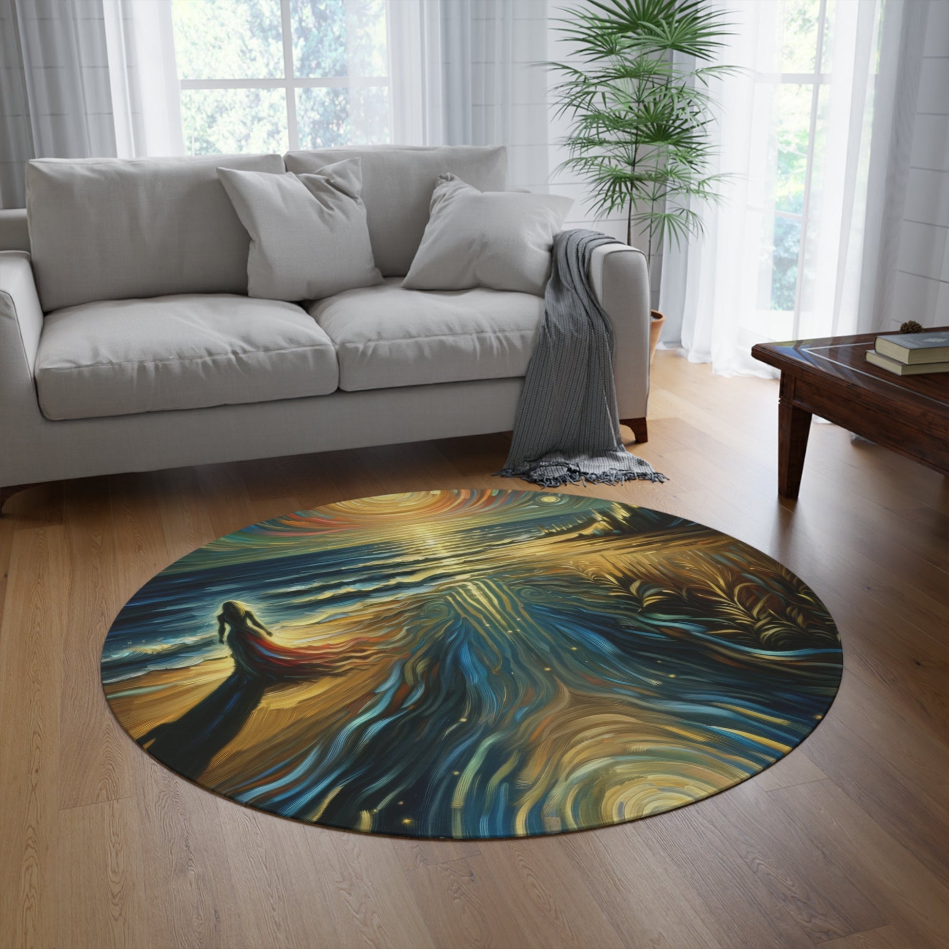 Solitary Evening Departure Round Rug - ATUH.ART