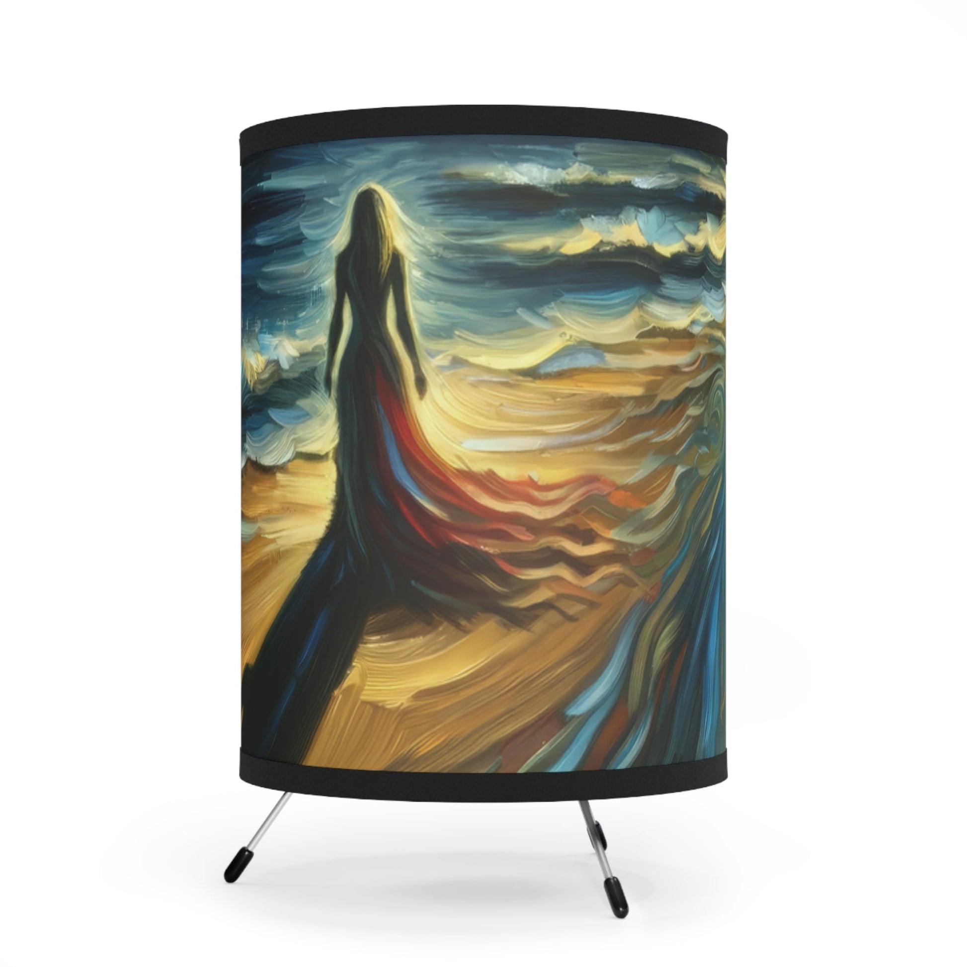 Solitary Evening Departure Tripod Lamp with High-Res Printed Shade, US\CA plug - ATUH.ART