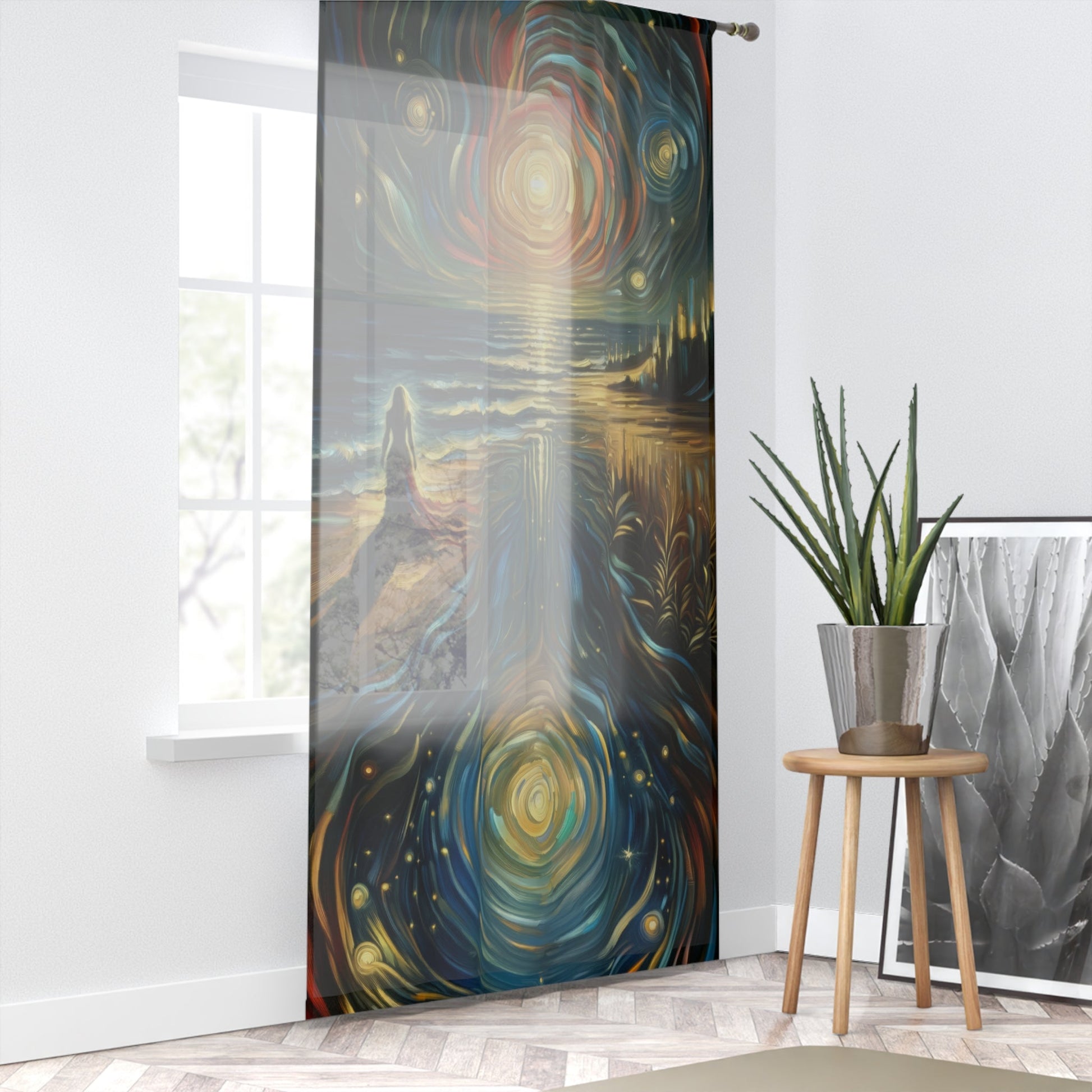 Solitary Evening Departure Window Curtain - ATUH.ART