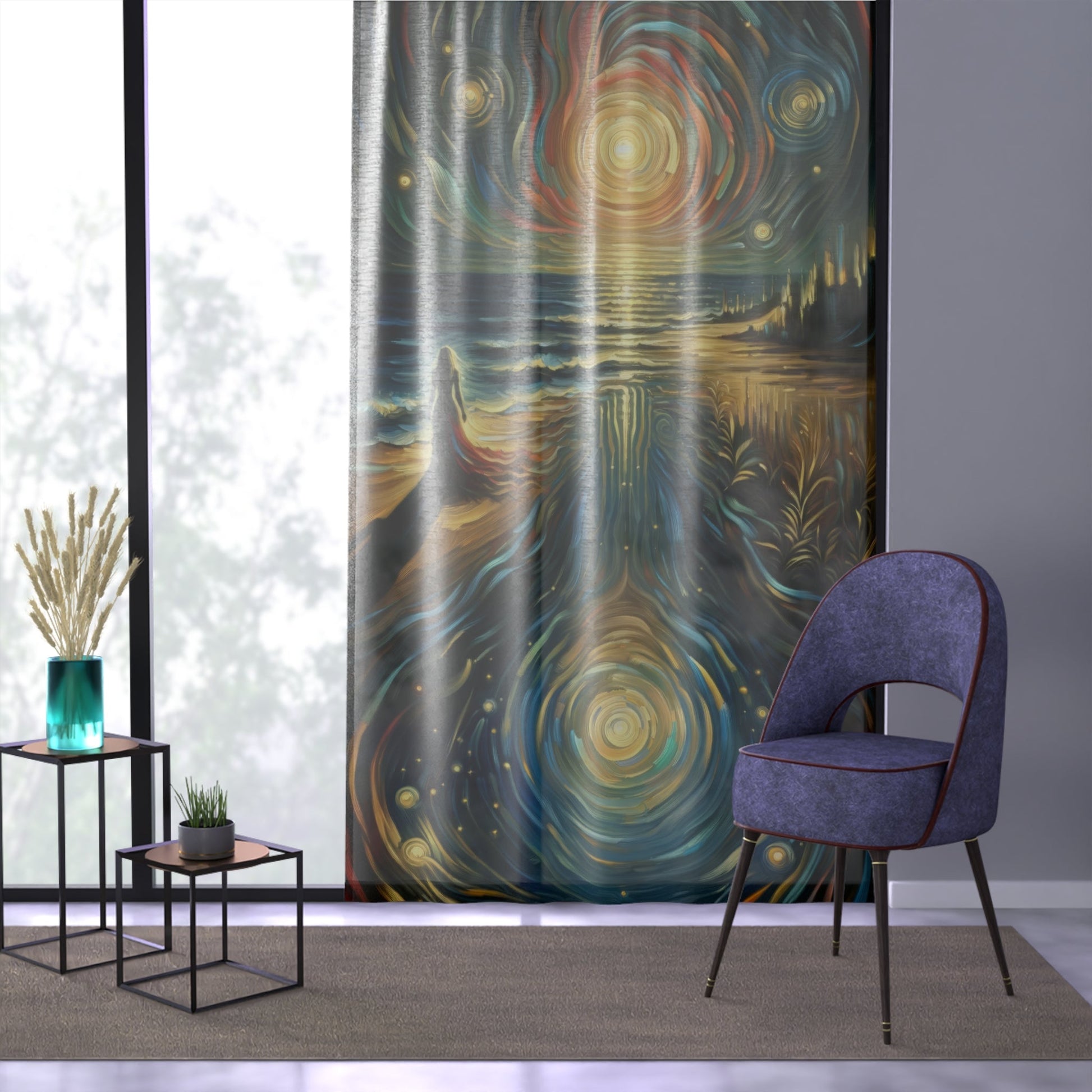 Solitary Evening Departure Window Curtain - ATUH.ART
