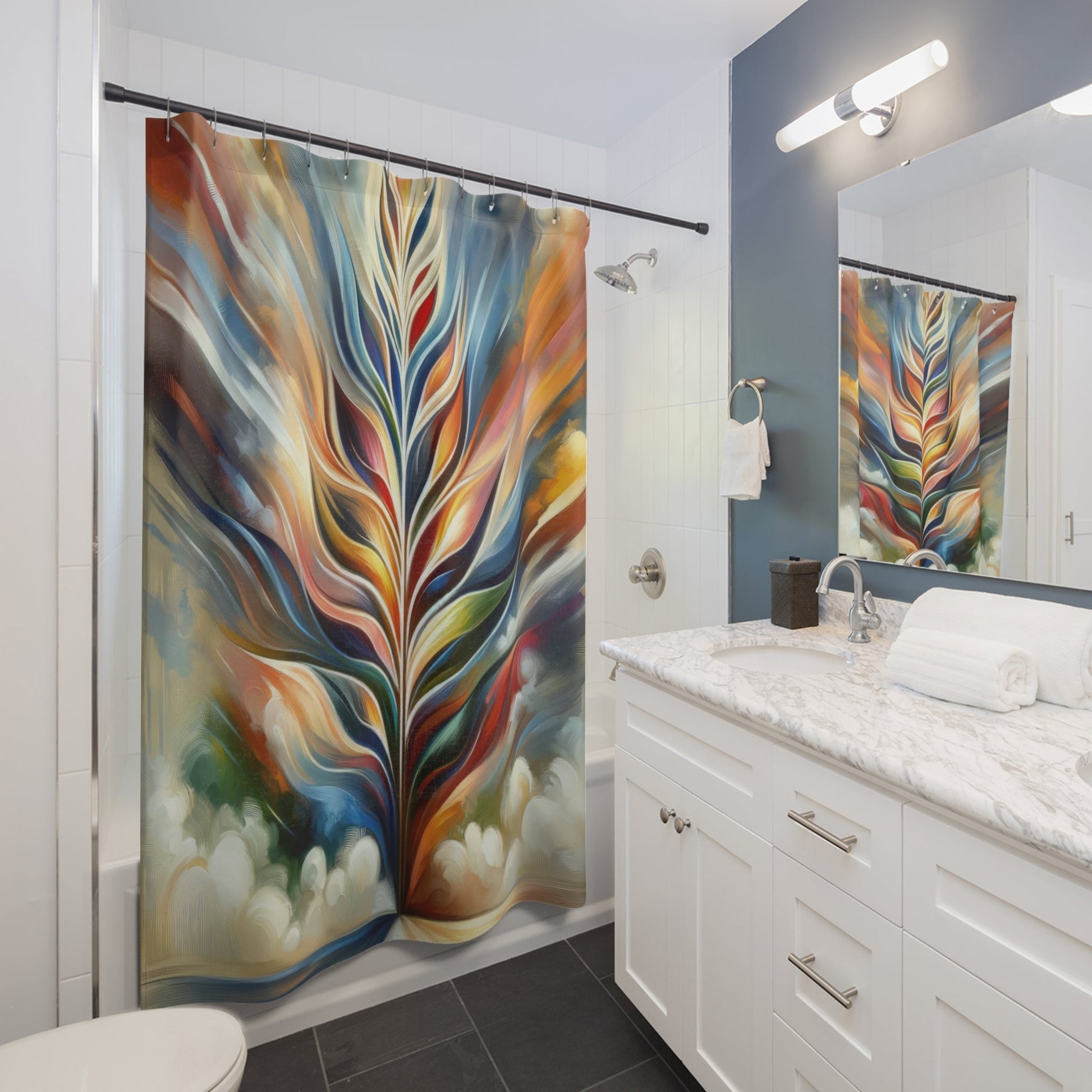 Sovereign Radiance Cultivation Shower Curtains - ATUH.ART