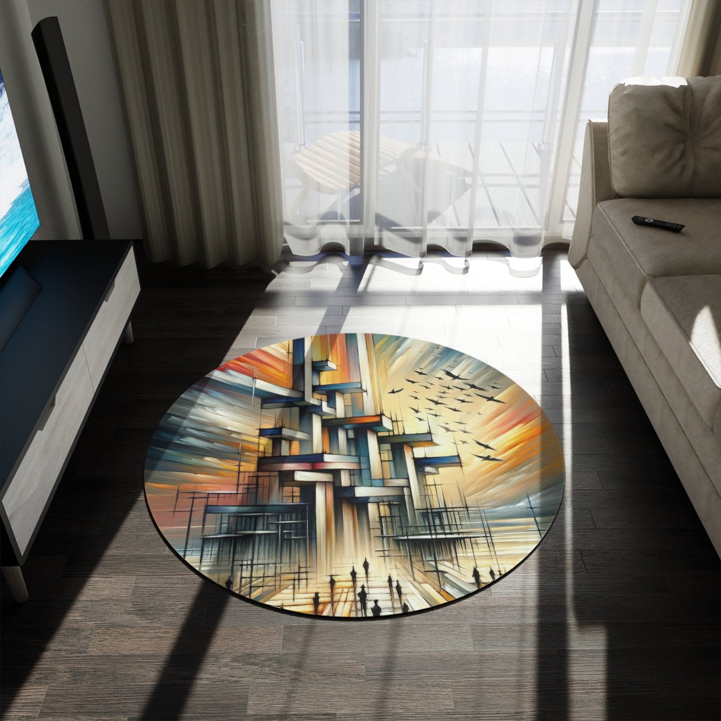 Sovereign Reflective Scaffolding Round Rug - ATUH.ART