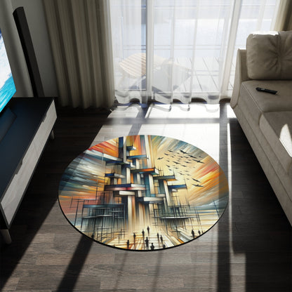 Sovereign Reflective Scaffolding Round Rug - ATUH.ART