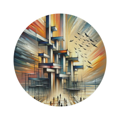 Sovereign Reflective Scaffolding Round Rug - ATUH.ART