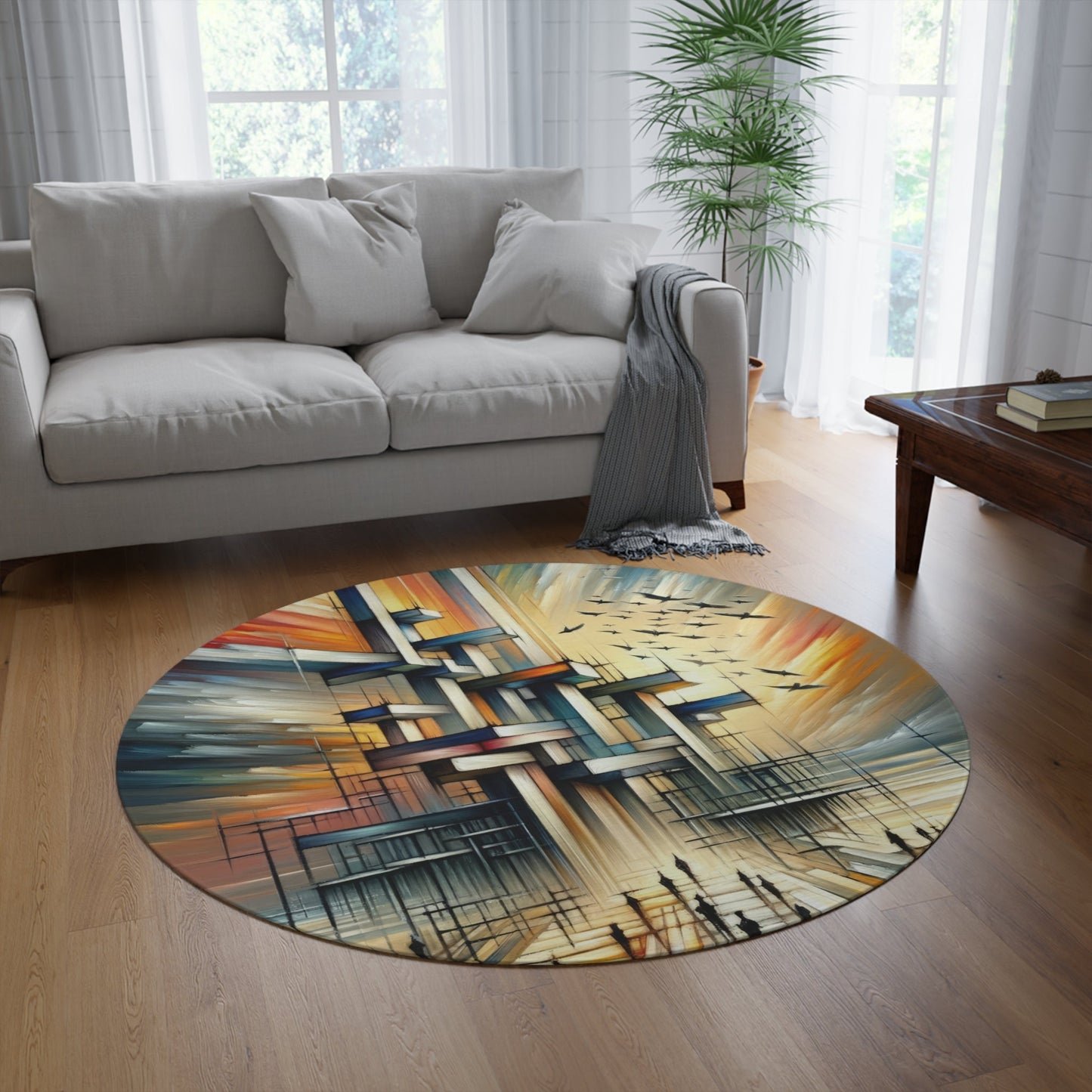 Sovereign Reflective Scaffolding Round Rug - ATUH.ART
