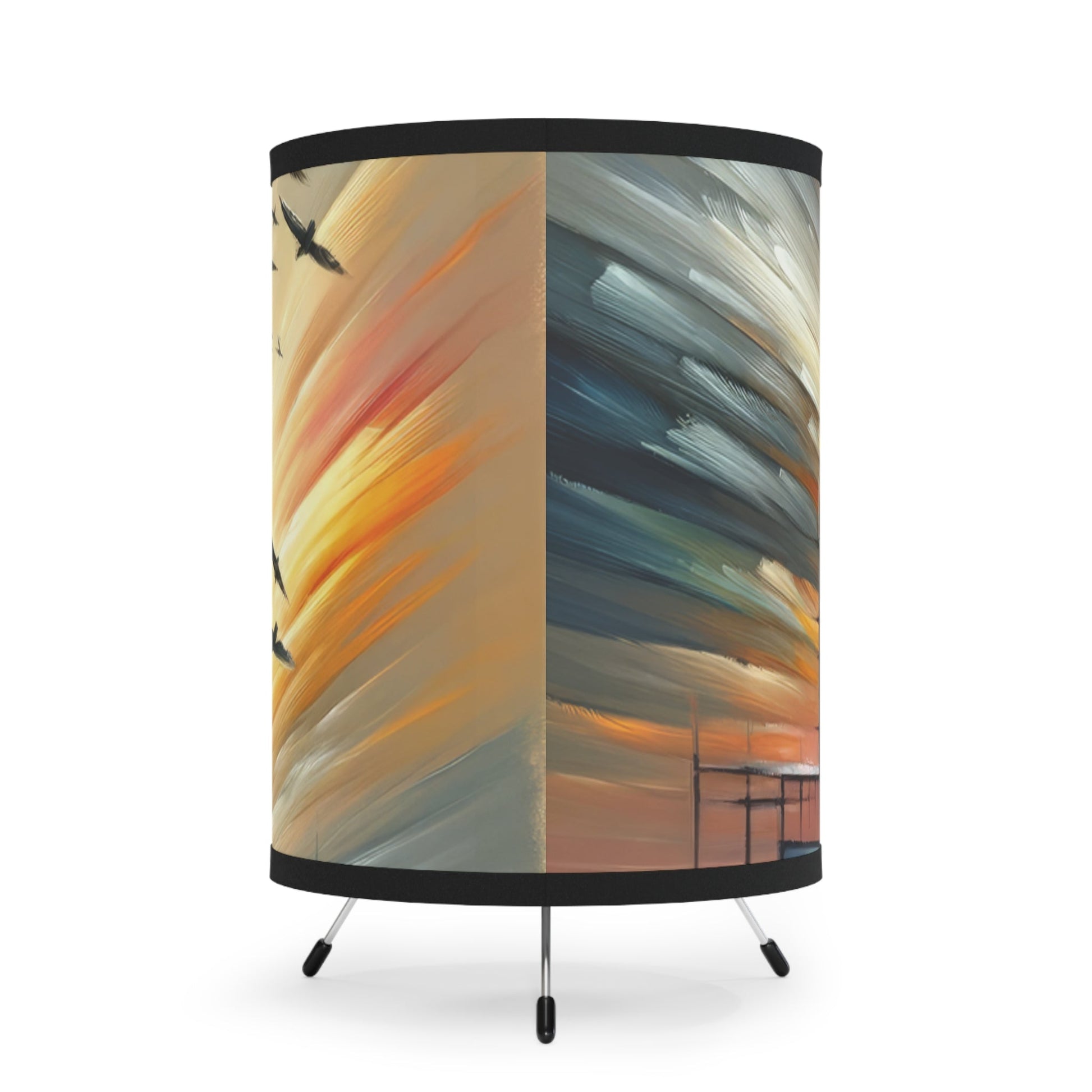 Sovereign Reflective Scaffolding Tripod Lamp with High-Res Printed Shade, US\CA plug - ATUH.ART
