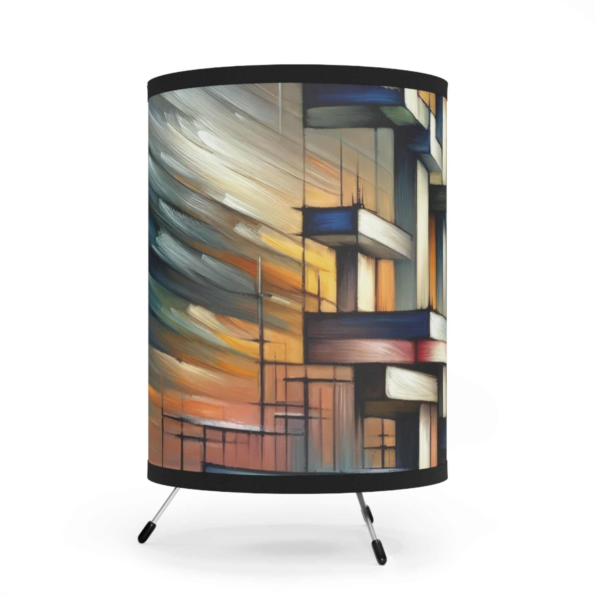 Sovereign Reflective Scaffolding Tripod Lamp with High-Res Printed Shade, US\CA plug - ATUH.ART