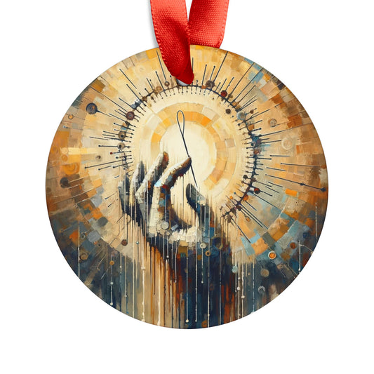 Sovereign Reflective Tachism Acrylic Ornament with Ribbon - ATUH.ART