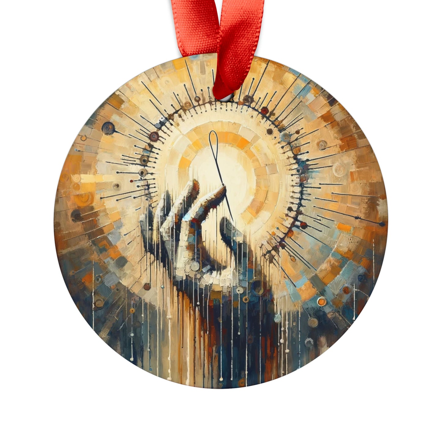 Sovereign Reflective Tachism Acrylic Ornament with Ribbon - ATUH.ART