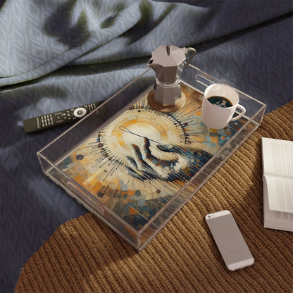 Sovereign Reflective Tachism Acrylic Serving Tray - ATUH.ART