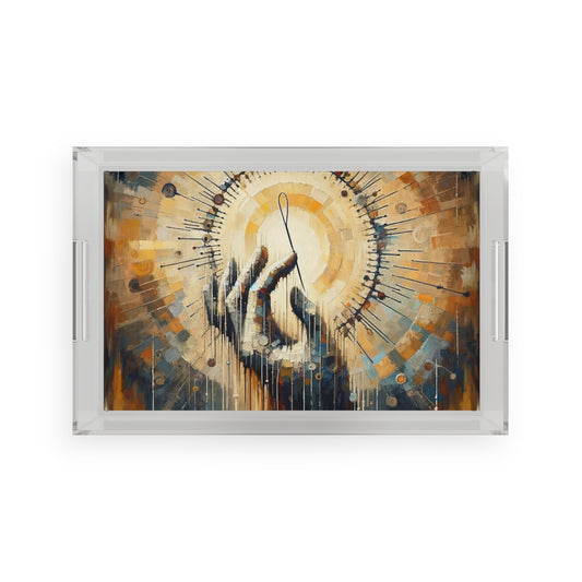 Sovereign Reflective Tachism Acrylic Serving Tray - ATUH.ART