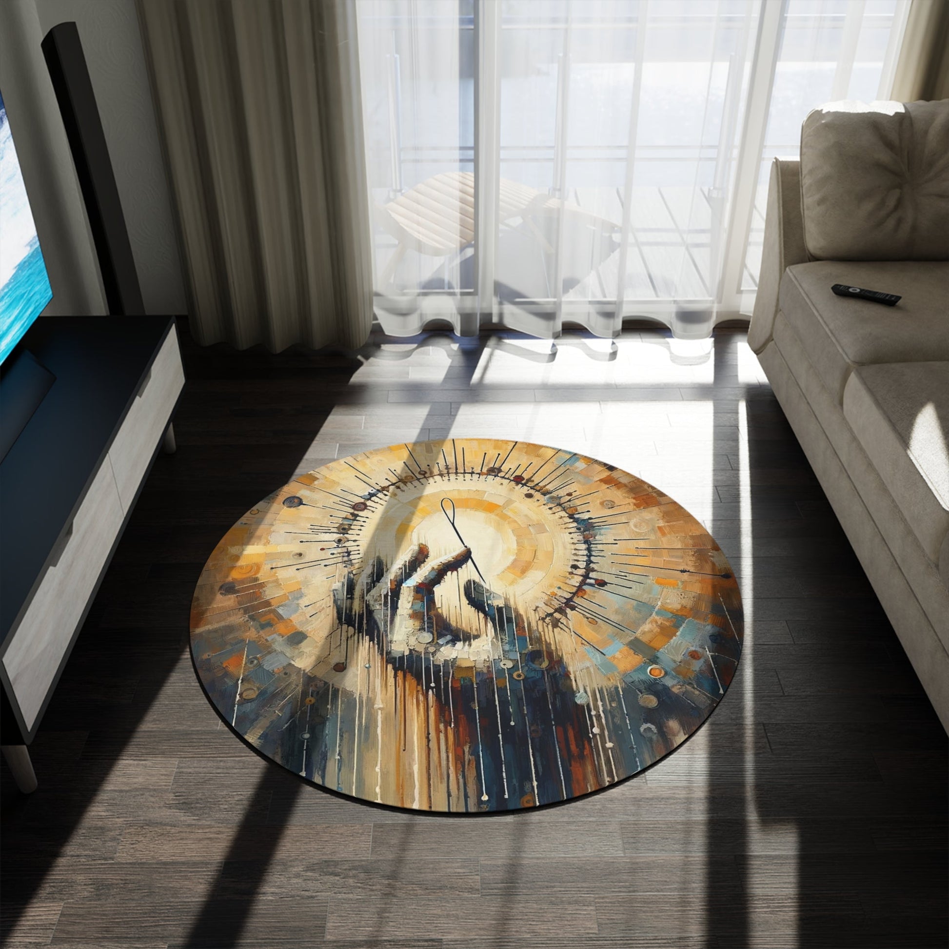Sovereign Reflective Tachism Round Rug - ATUH.ART