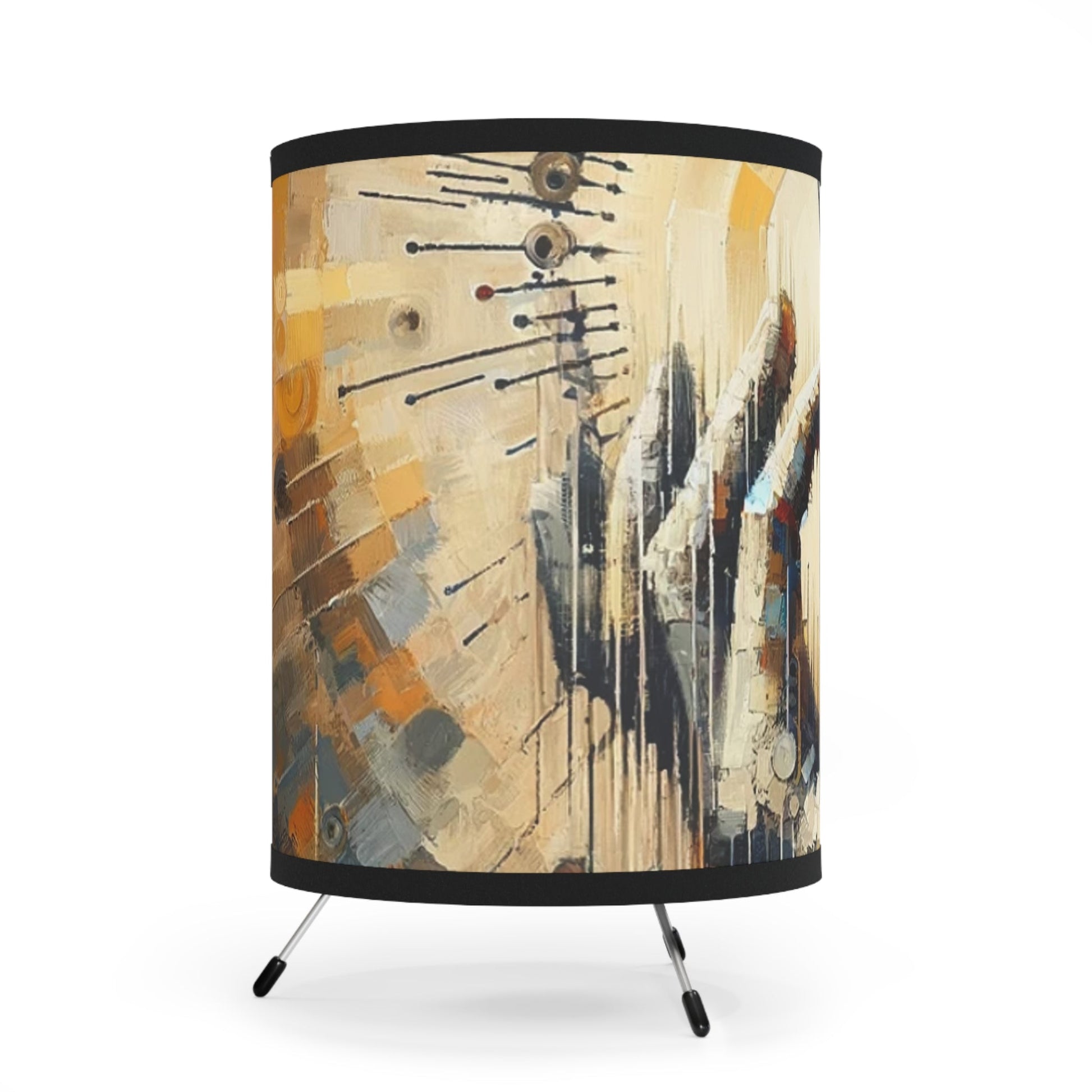 Sovereign Reflective Tachism Tripod Lamp with High-Res Printed Shade, US\CA plug - ATUH.ART