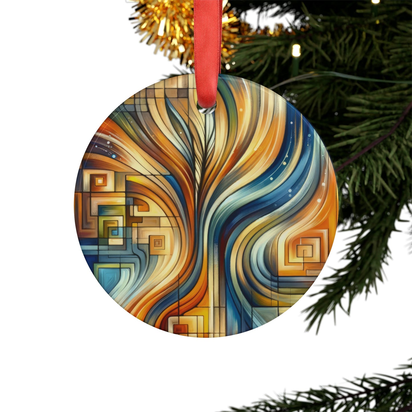 Spiritual Tachism Connection Acrylic Ornament with Ribbon - ATUH.ART