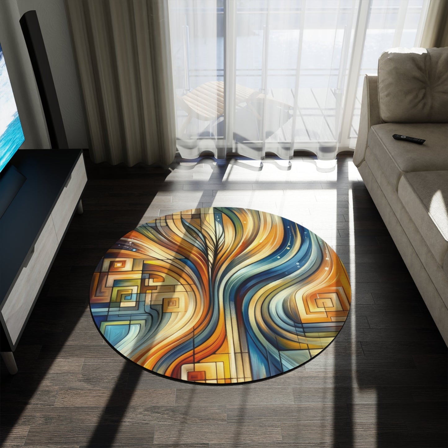 Spiritual Tachism Connection Round Rug - ATUH.ART