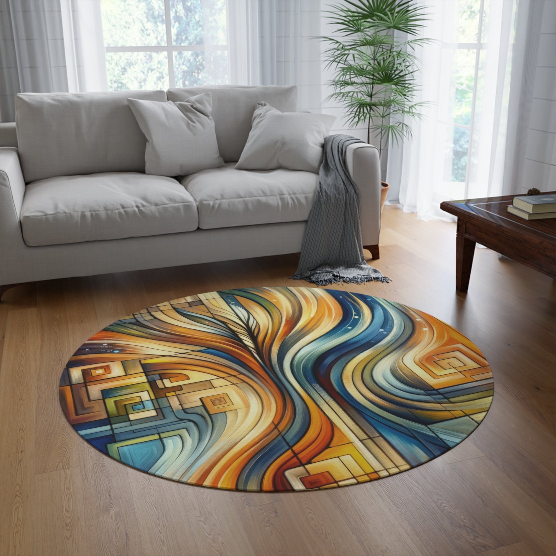 Spiritual Tachism Connection Round Rug - ATUH.ART