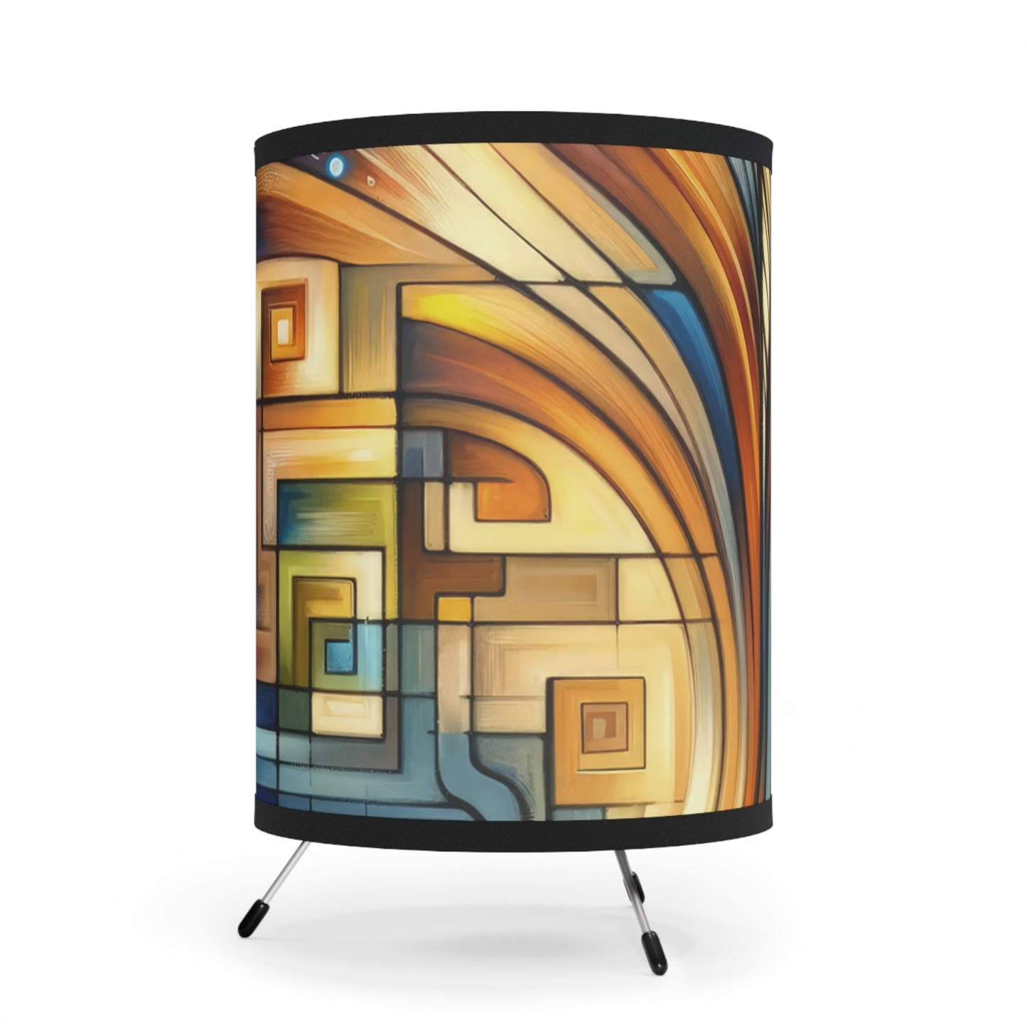 Spiritual Tachism Connection Tripod Lamp with High-Res Printed Shade, US\CA plug - ATUH.ART