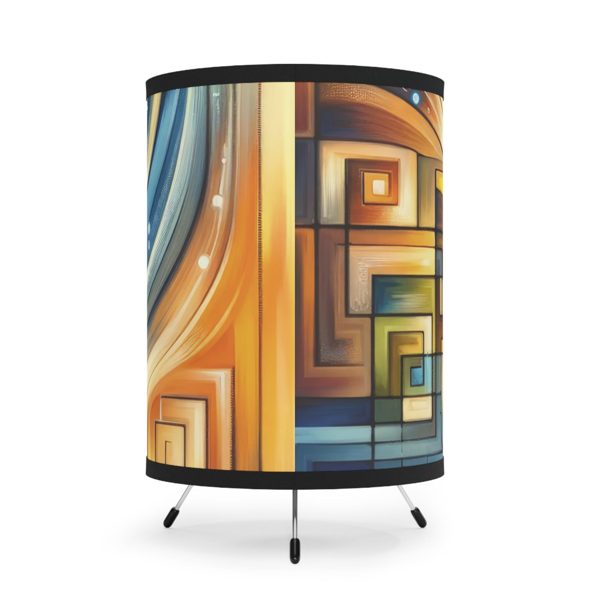 Spiritual Tachism Connection Tripod Lamp with High-Res Printed Shade, US\CA plug - ATUH.ART