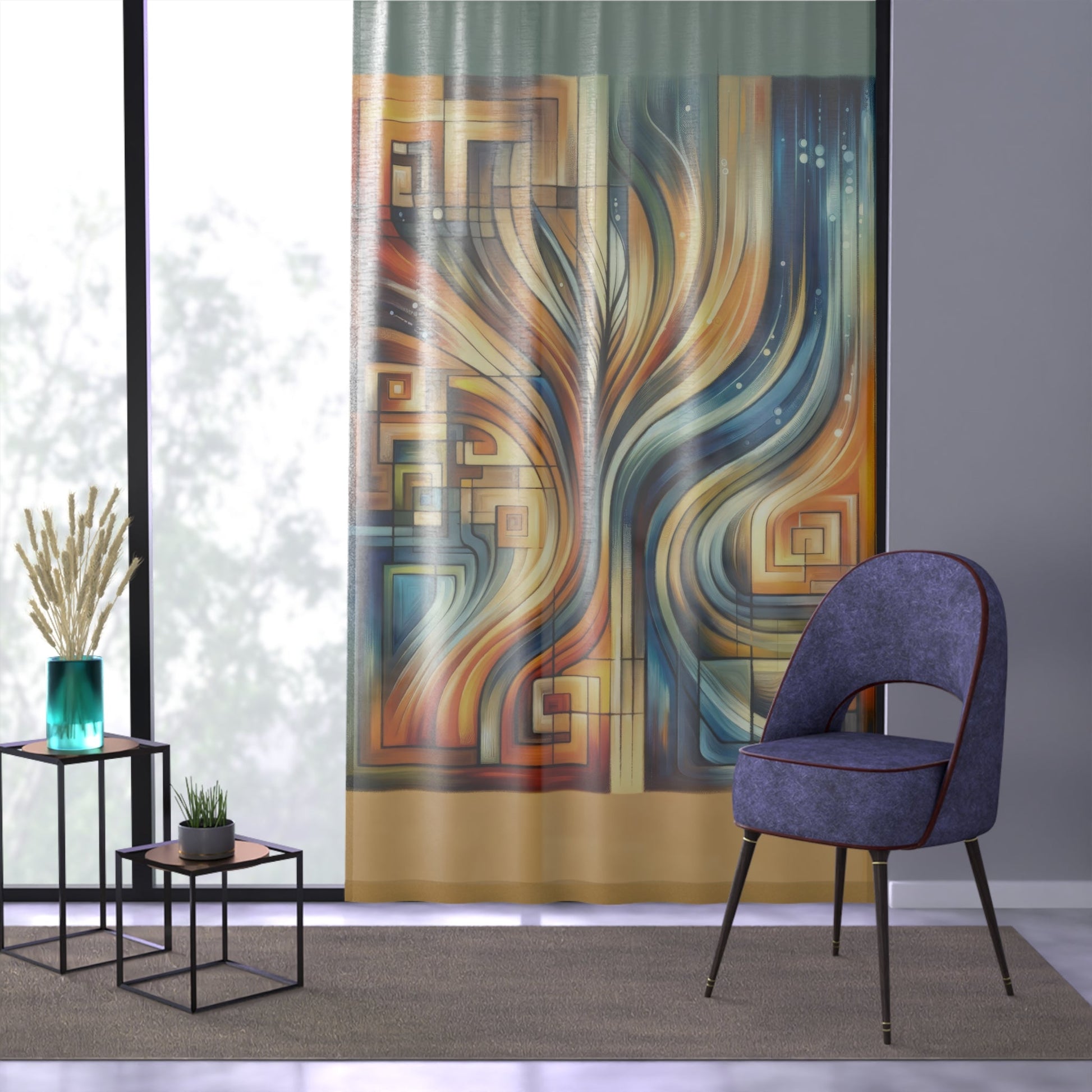 Spiritual Tachism Connection Window Curtain - ATUH.ART