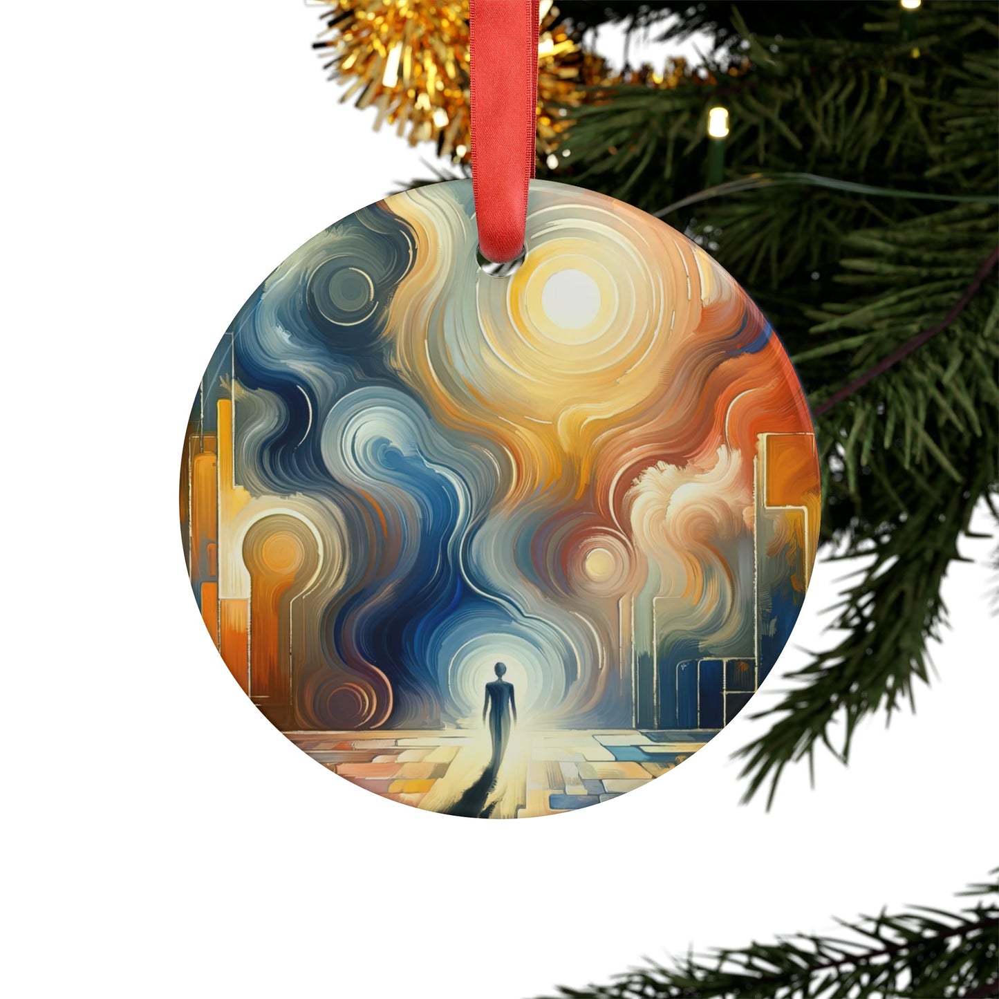 Spiritual Tranquil Sanctuary Acrylic Ornament with Ribbon - ATUH.ART