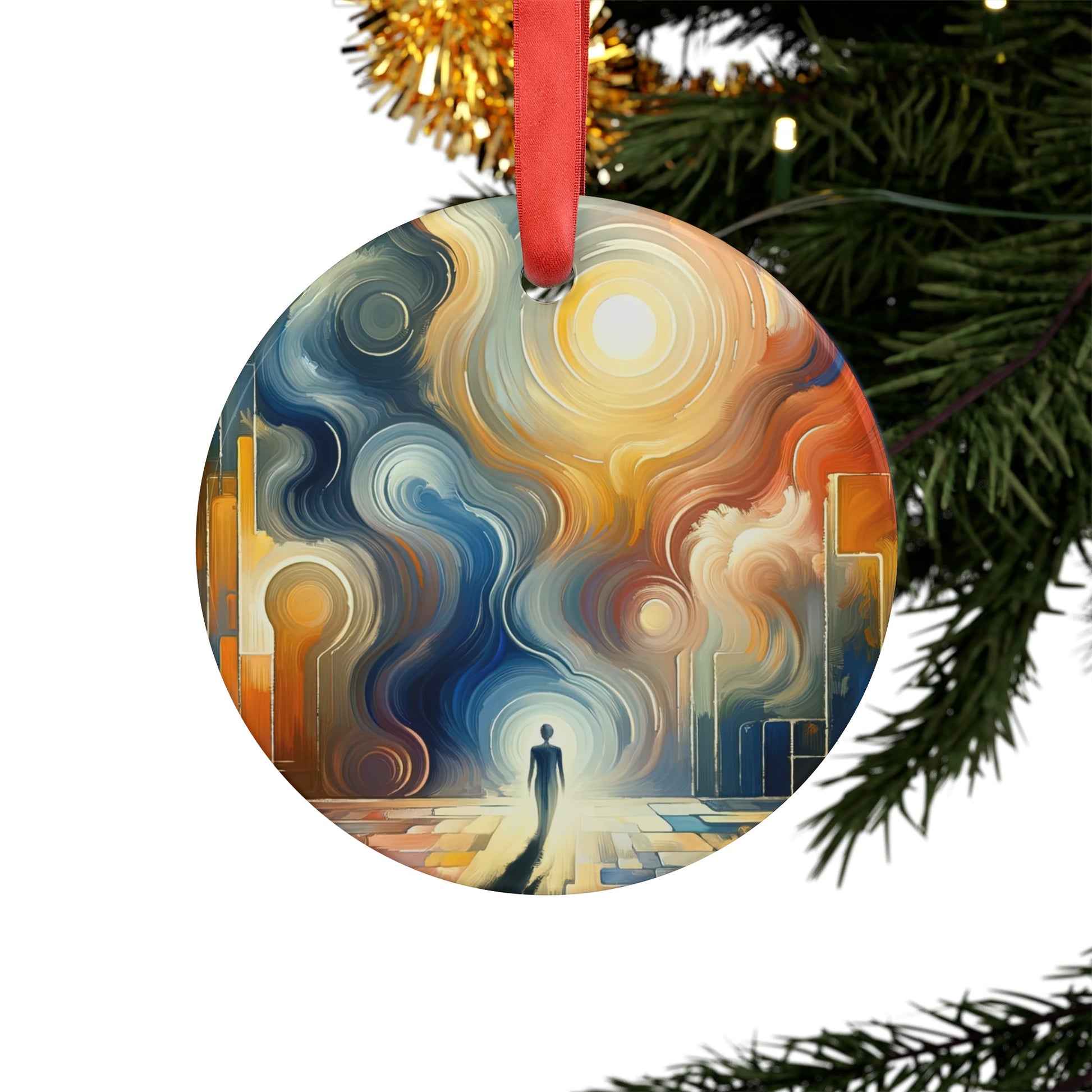 Spiritual Tranquil Sanctuary Acrylic Ornament with Ribbon - ATUH.ART