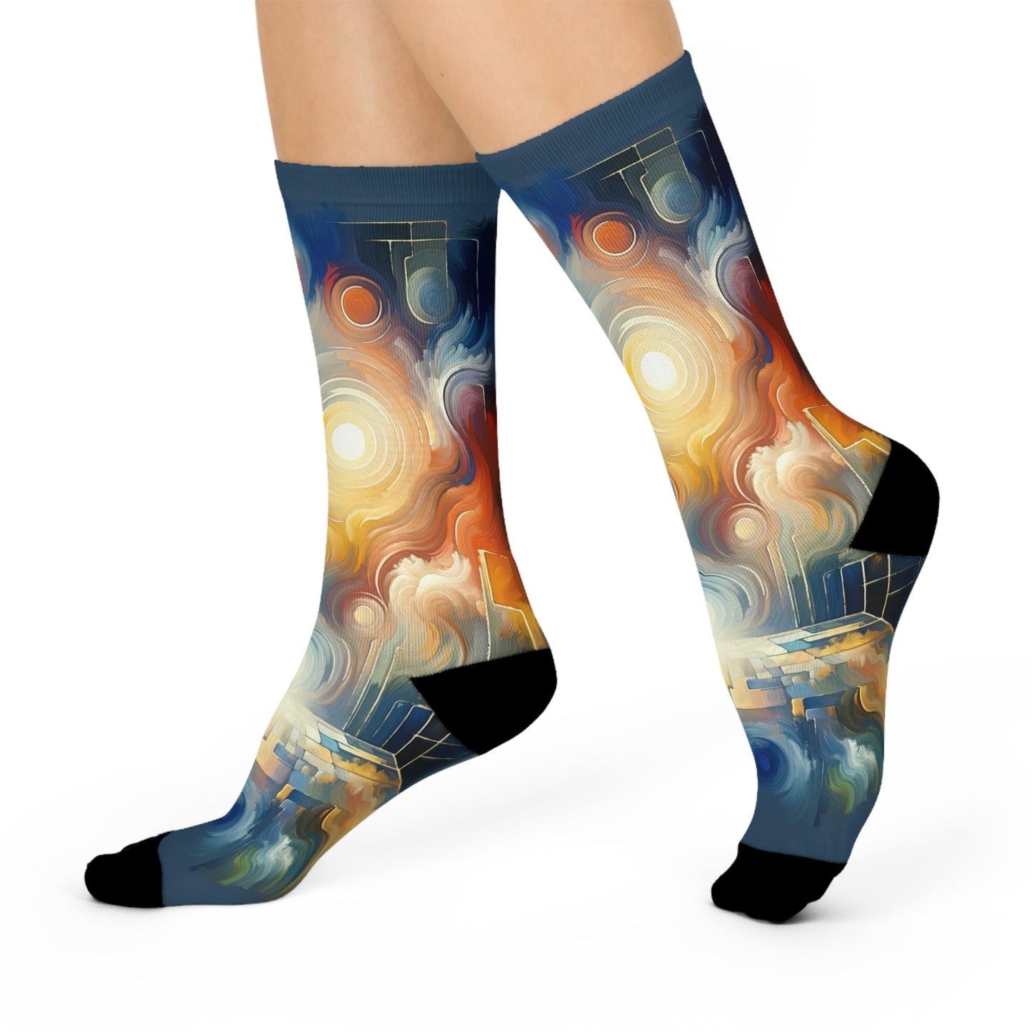 Spiritual Tranquil Sanctuary Cushioned Crew Socks - ATUH.ART