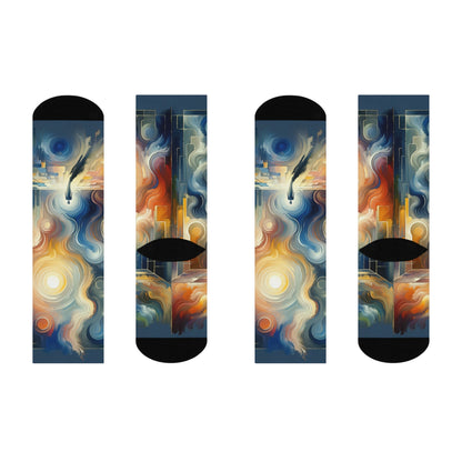 Spiritual Tranquil Sanctuary Cushioned Crew Socks - ATUH.ART