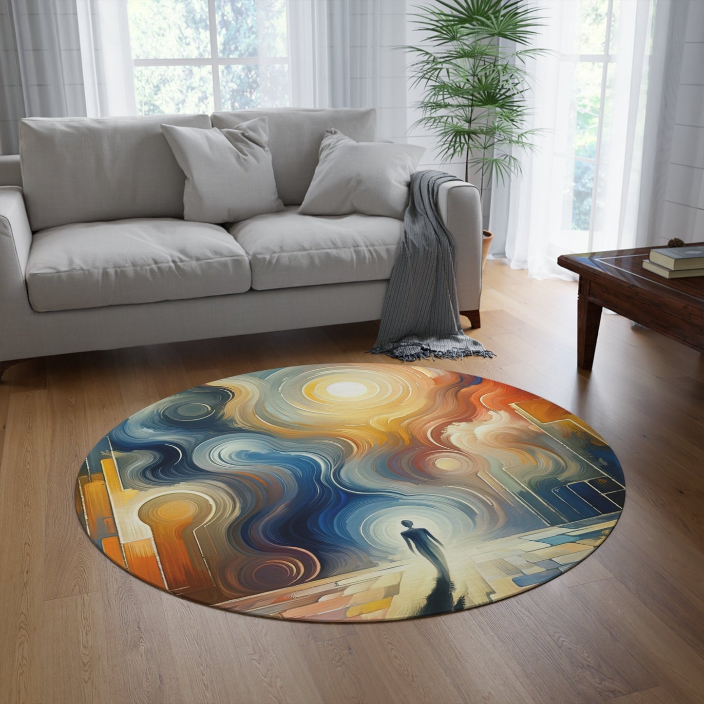 Spiritual Tranquil Sanctuary Round Rug - ATUH.ART