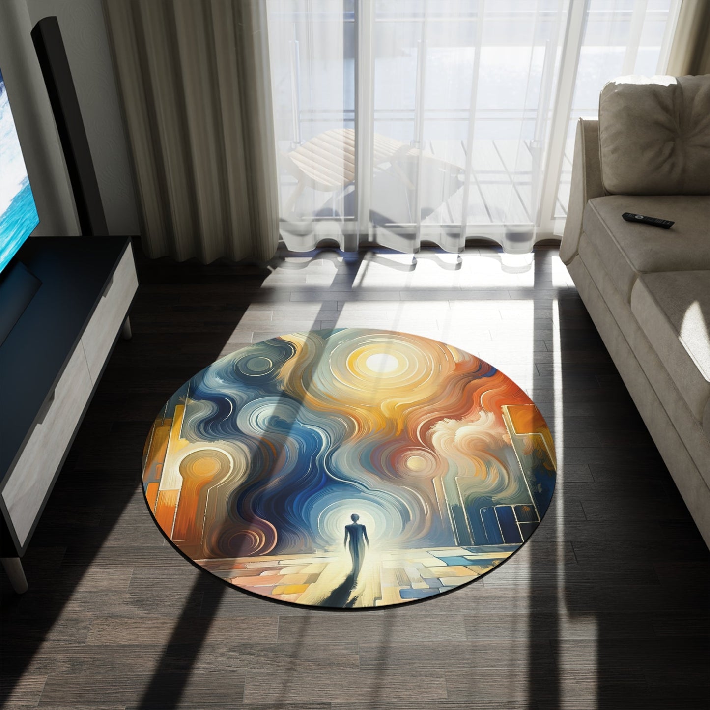 Spiritual Tranquil Sanctuary Round Rug - ATUH.ART