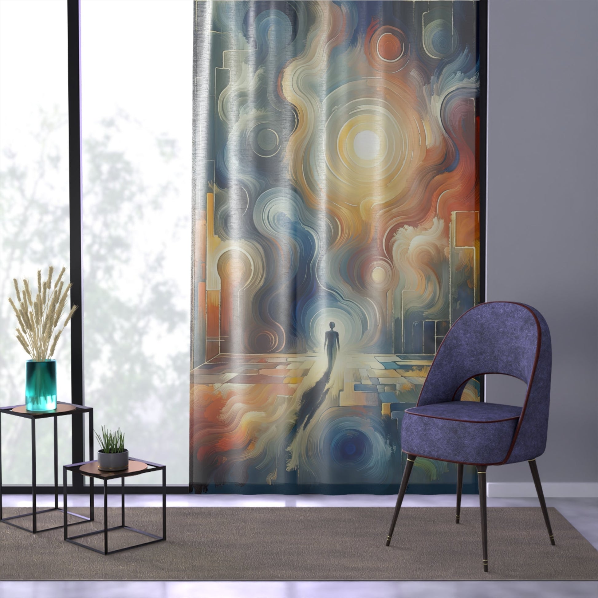 Spiritual Tranquil Sanctuary Window Curtain - ATUH.ART