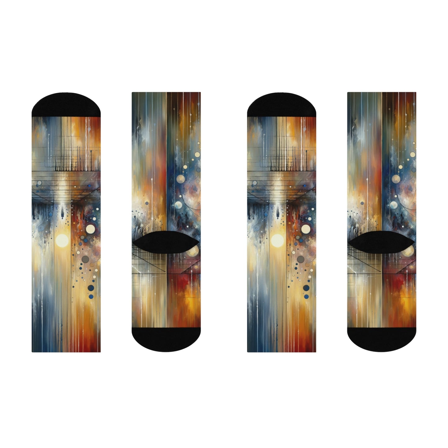 Stillness Transition Abstract Cushioned Crew Socks - ATUH.ART