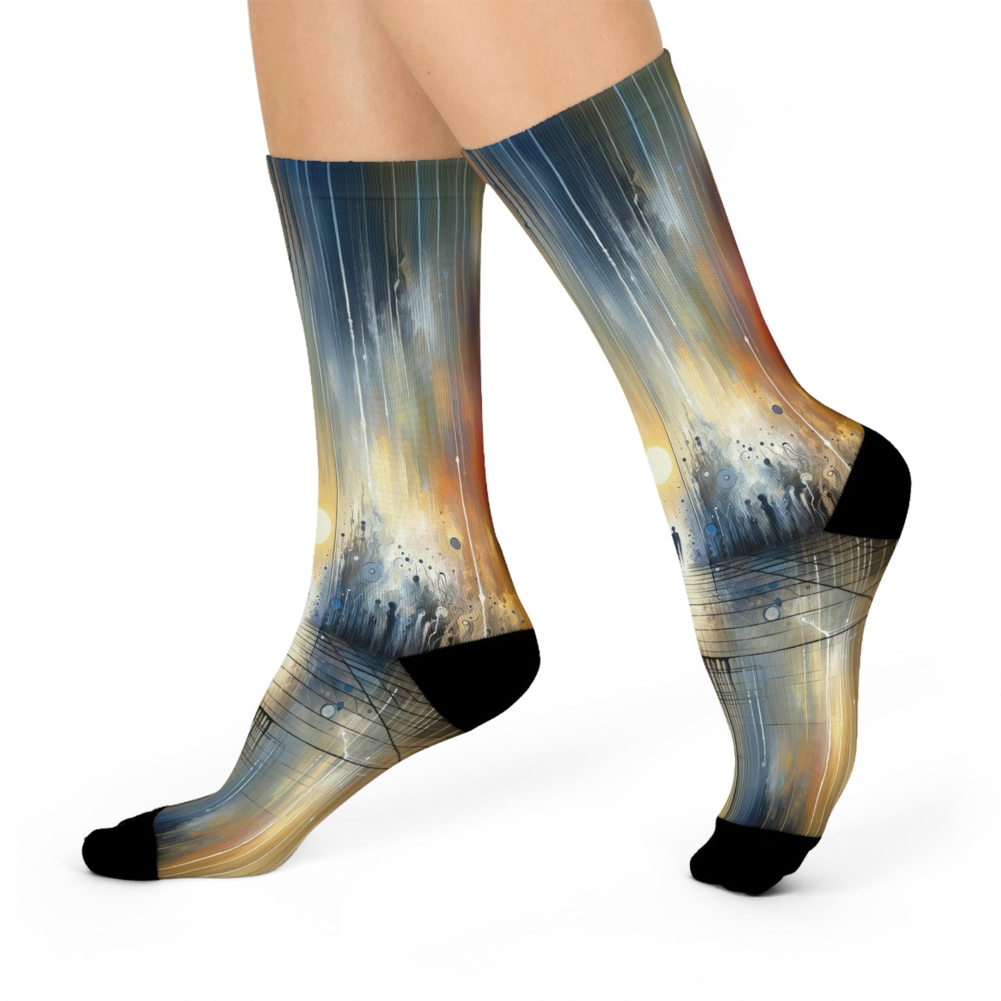 Stillness Transition Abstract Cushioned Crew Socks - ATUH.ART