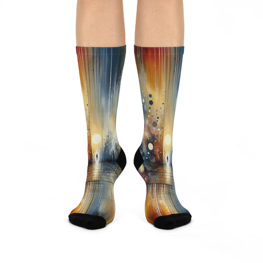 Stillness Transition Abstract Cushioned Crew Socks - ATUH.ART