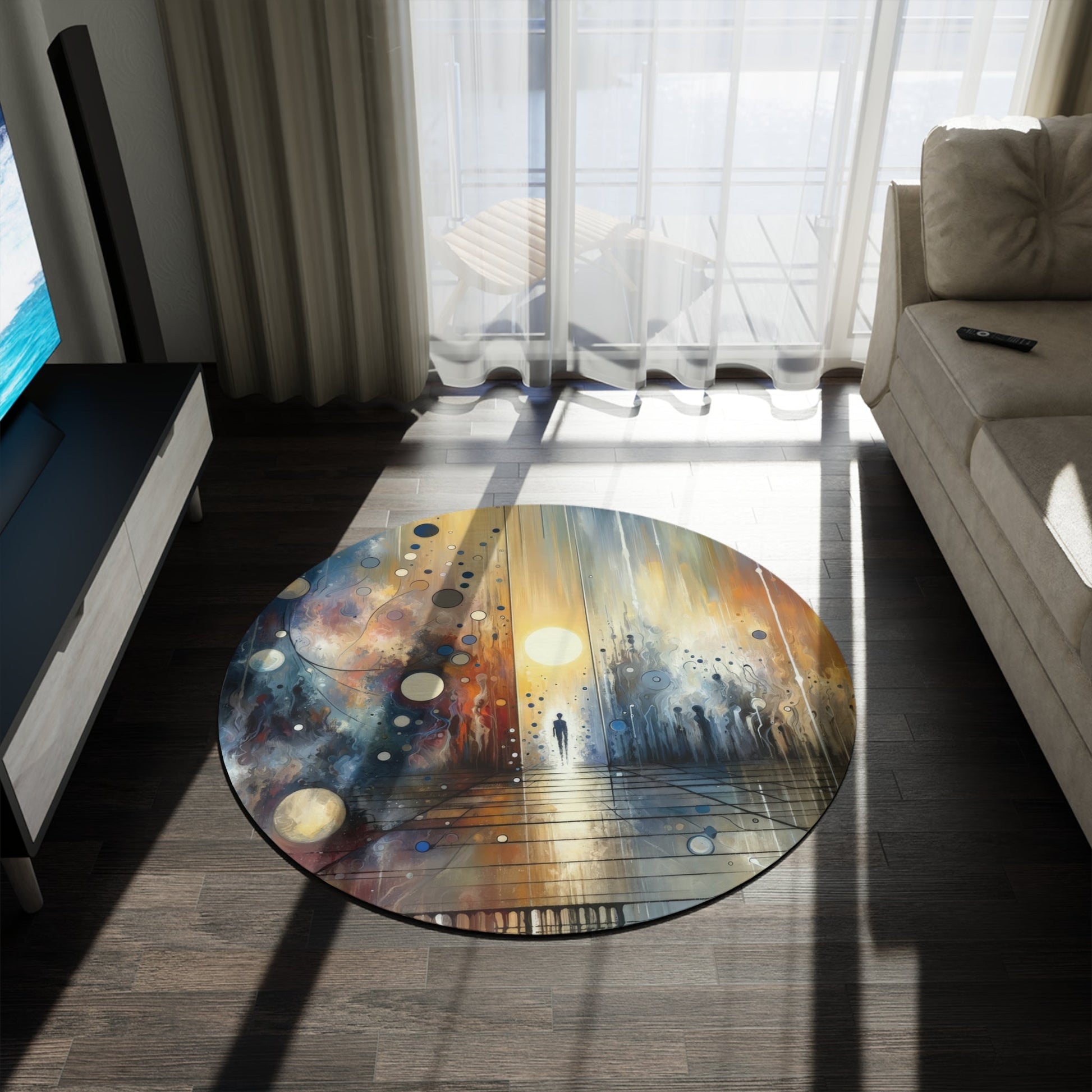 Stillness Transition Abstract Round Rug - ATUH.ART