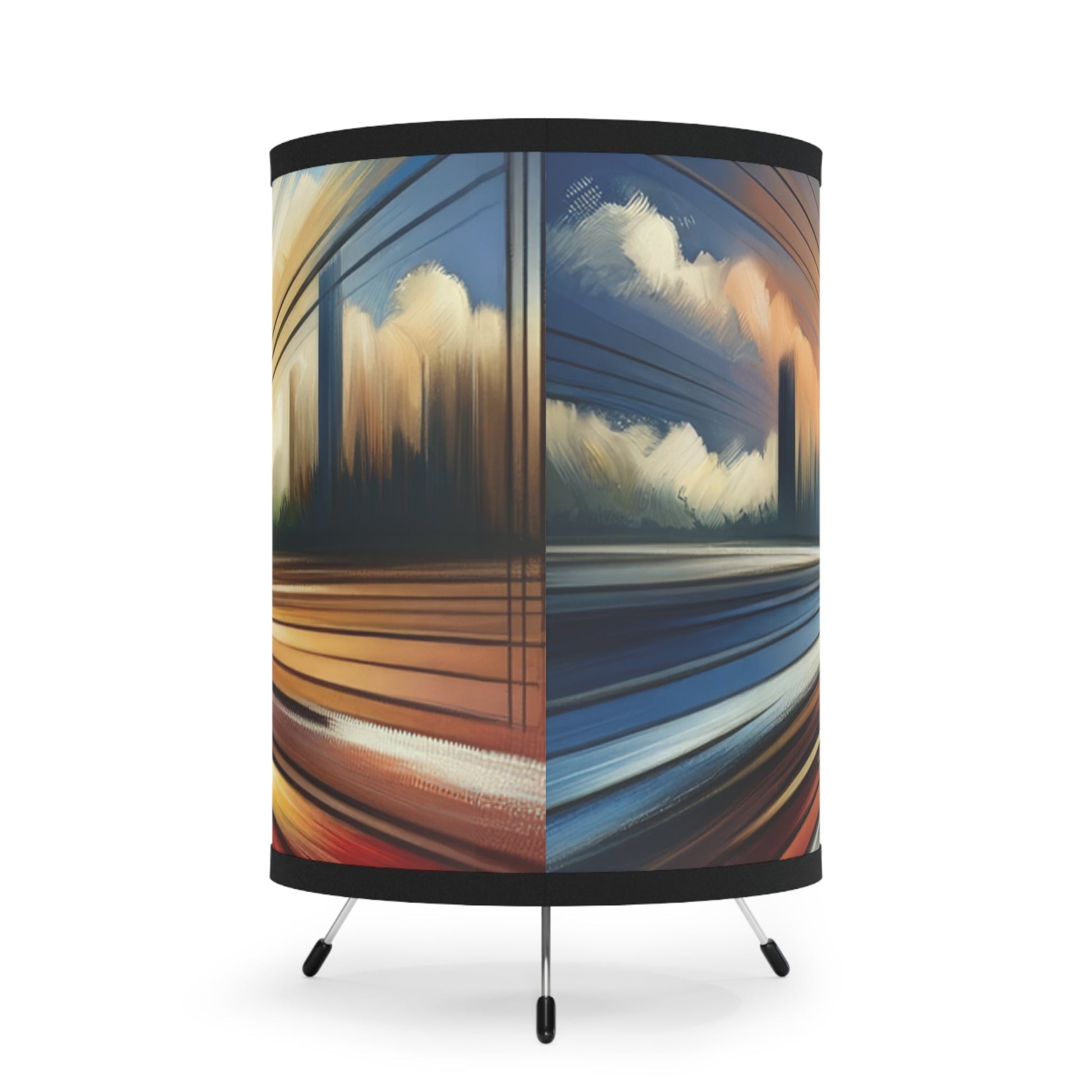 Strategic Horizon Tachism Tripod Lamp with High-Res Printed Shade, US\CA plug - ATUH.ART