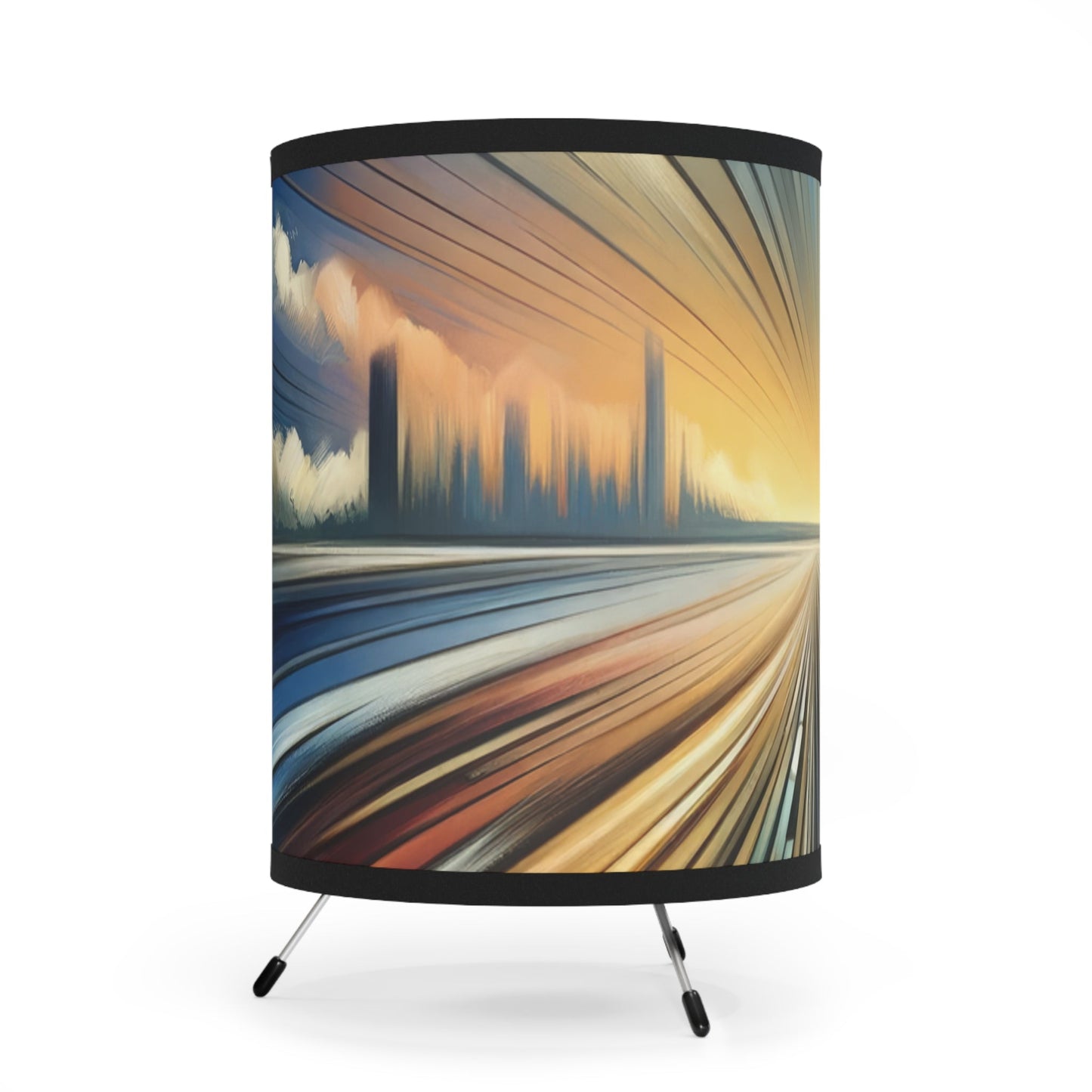 Strategic Horizon Tachism Tripod Lamp with High-Res Printed Shade, US\CA plug - ATUH.ART