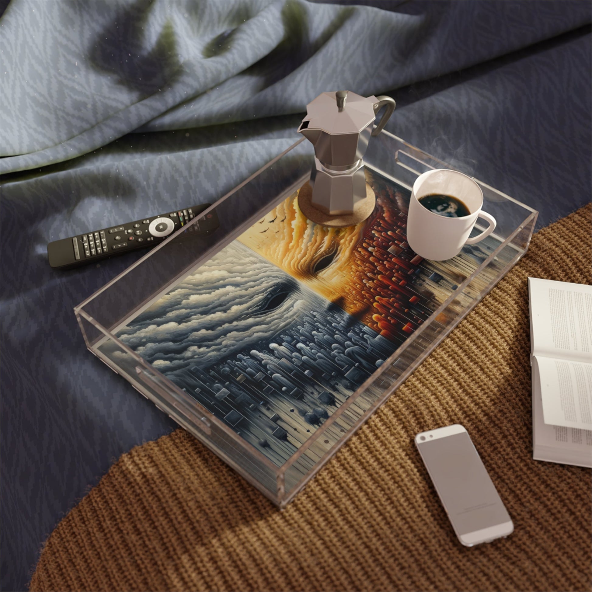 Subdued Revolutionary Currents Acrylic Serving Tray - ATUH.ART